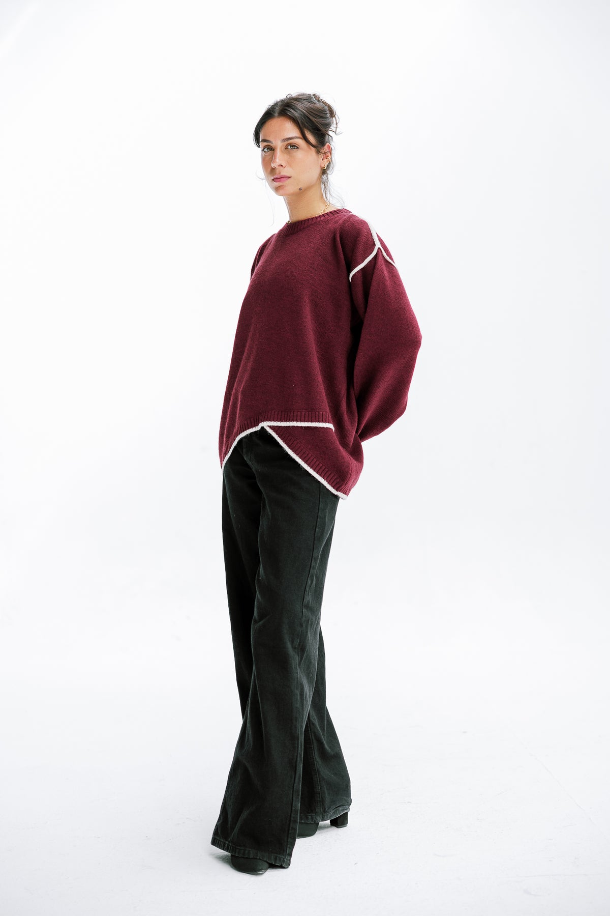 Cozy Contrast Knit in Burgundy