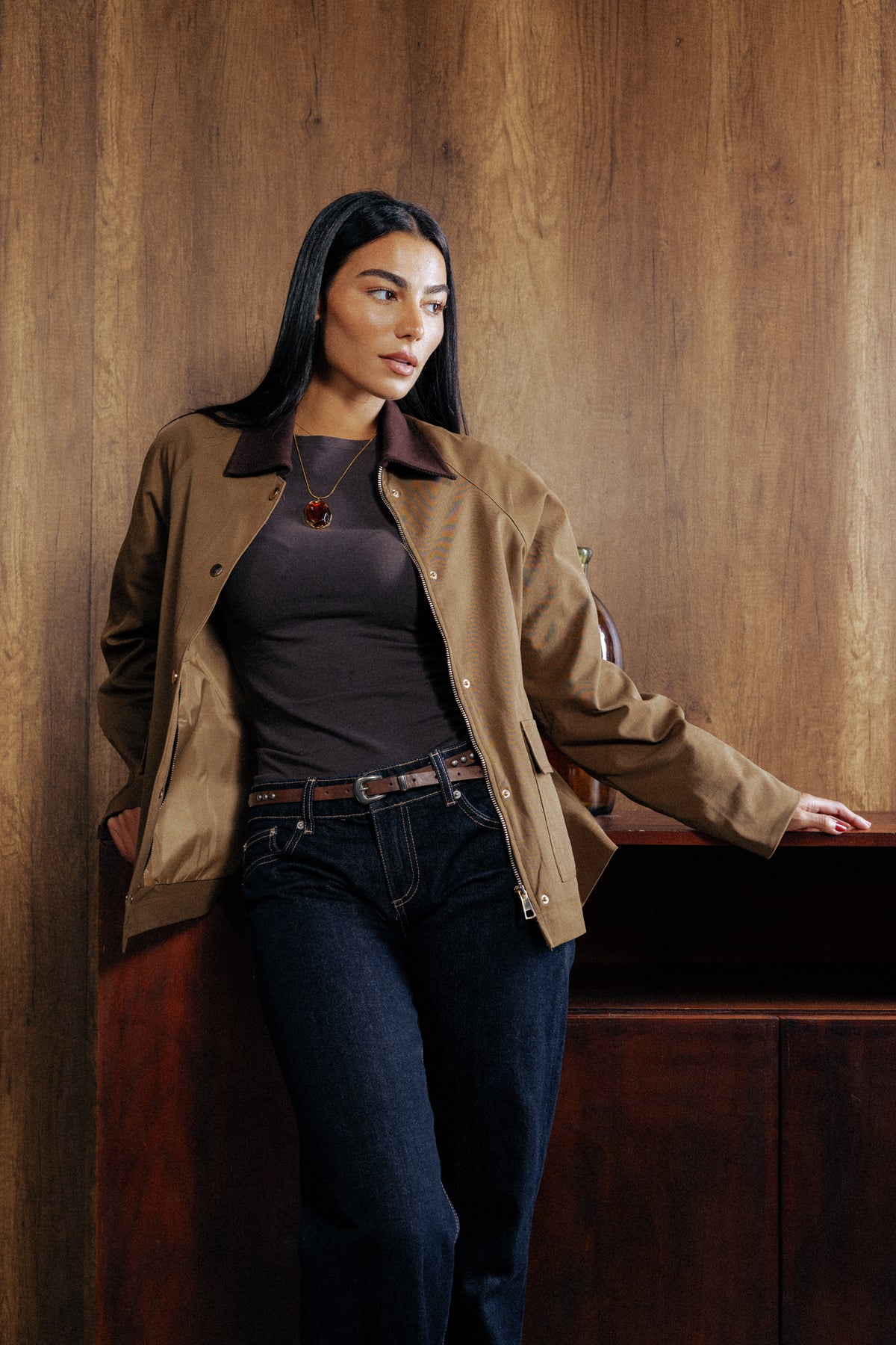 Fallen Jacket in Olive wood