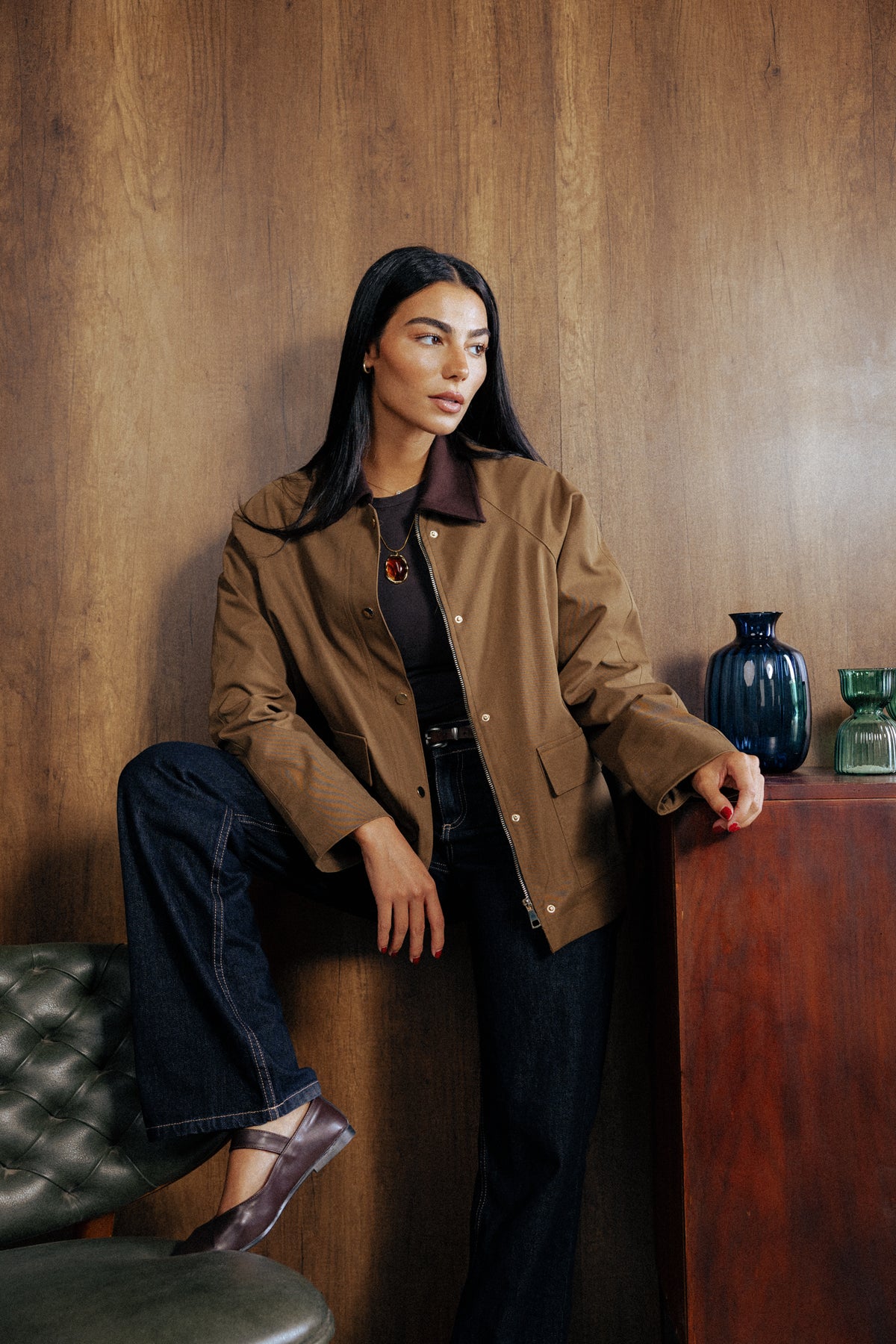 Fallen Jacket in Olive wood