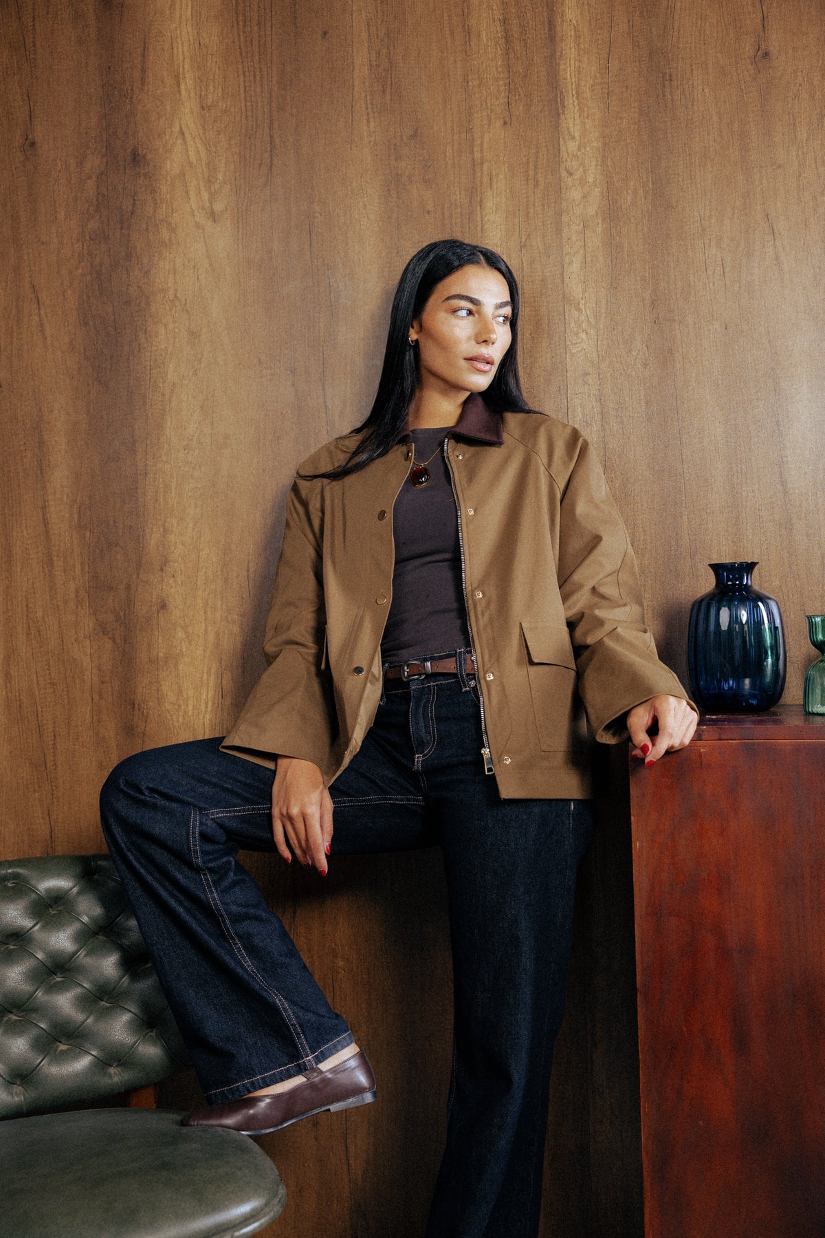 Fallen Jacket in Olive wood