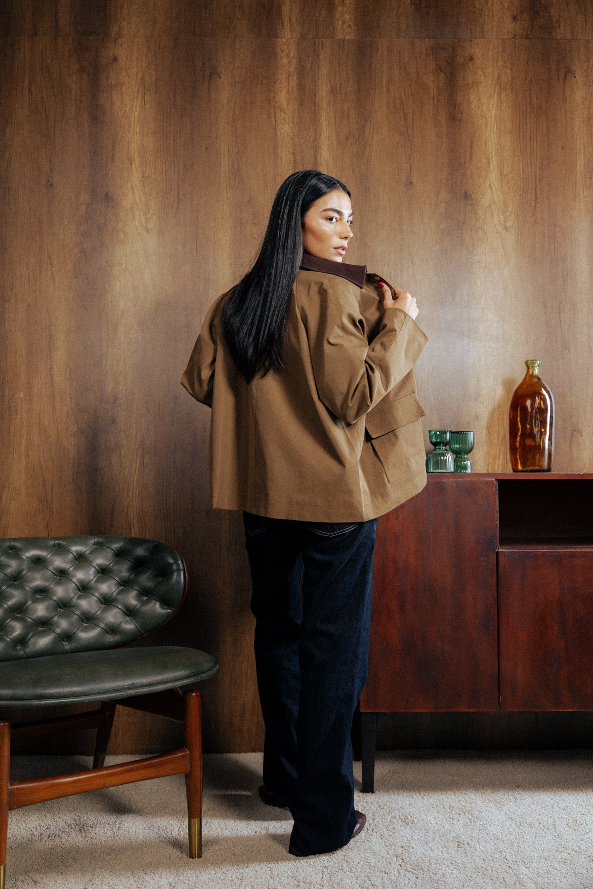 Fallen Jacket in Olive wood