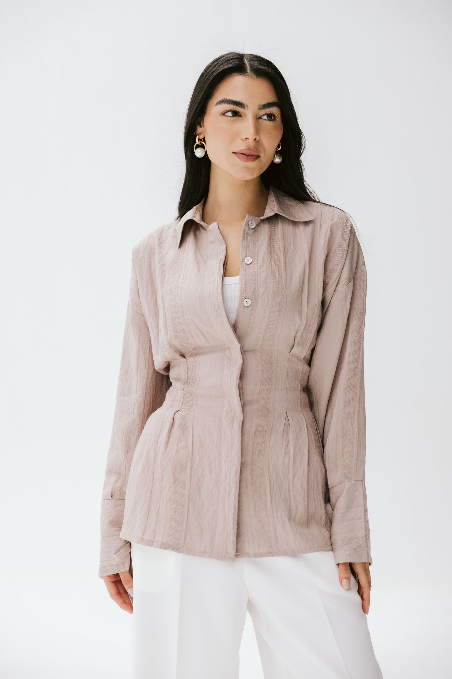 The Hourglass blouse in Taupe