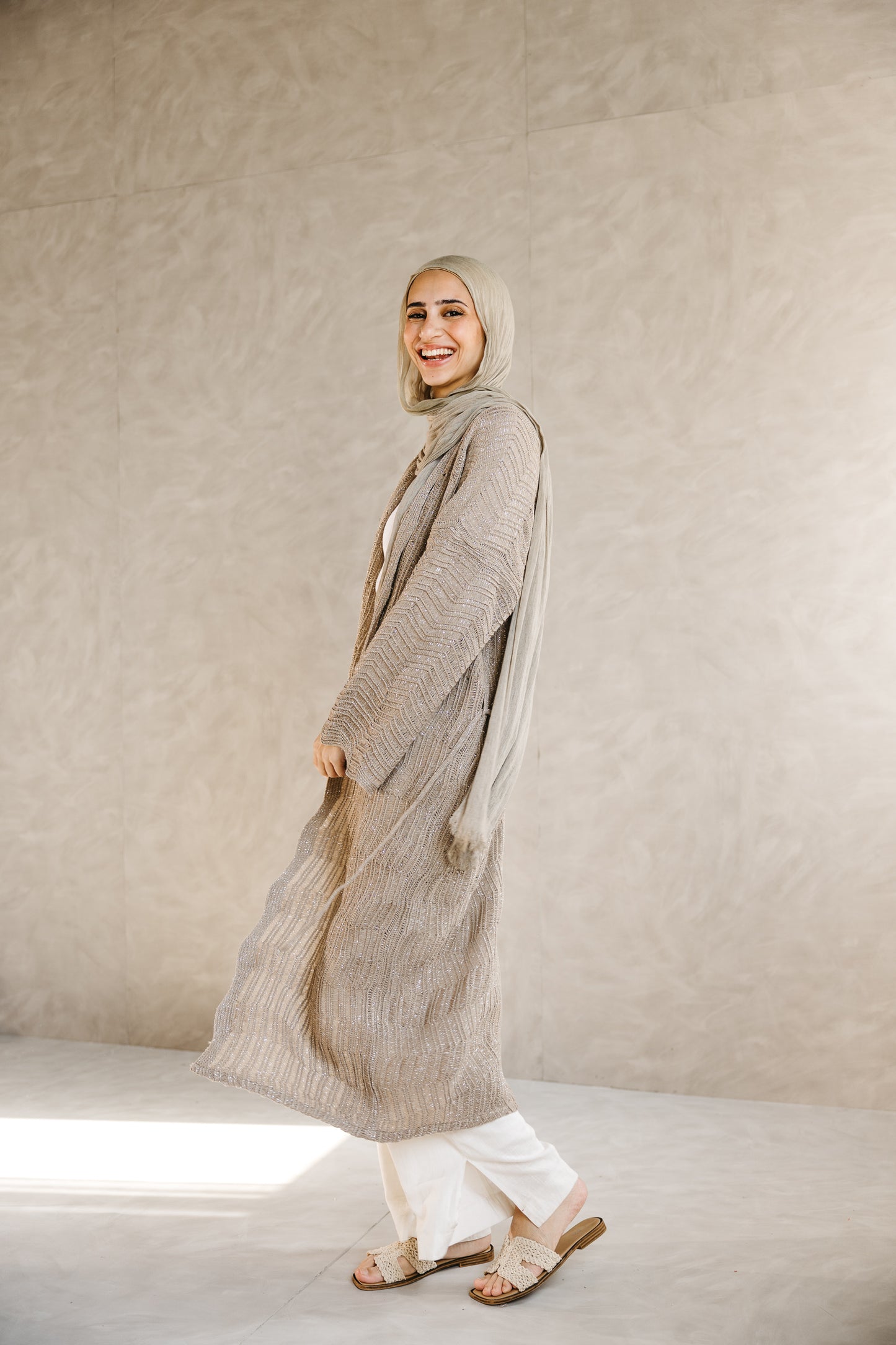 KnotWave Cardigan in Shimmer Tan