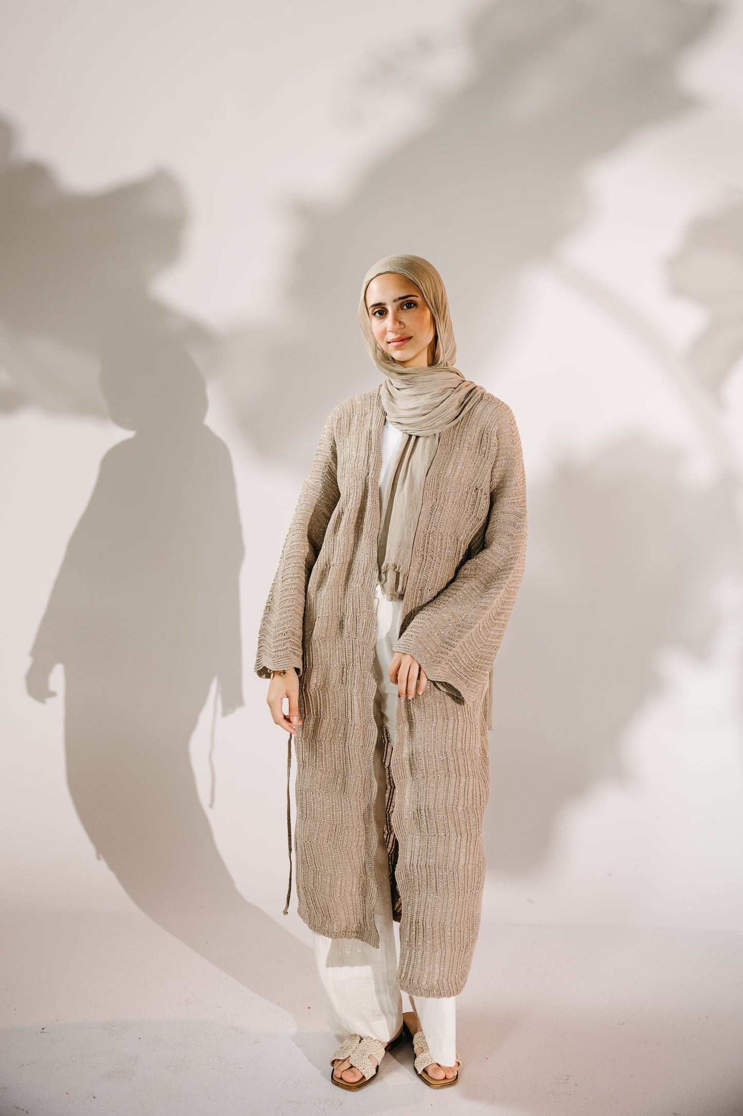 KnotWave Cardigan in Shimmer Tan