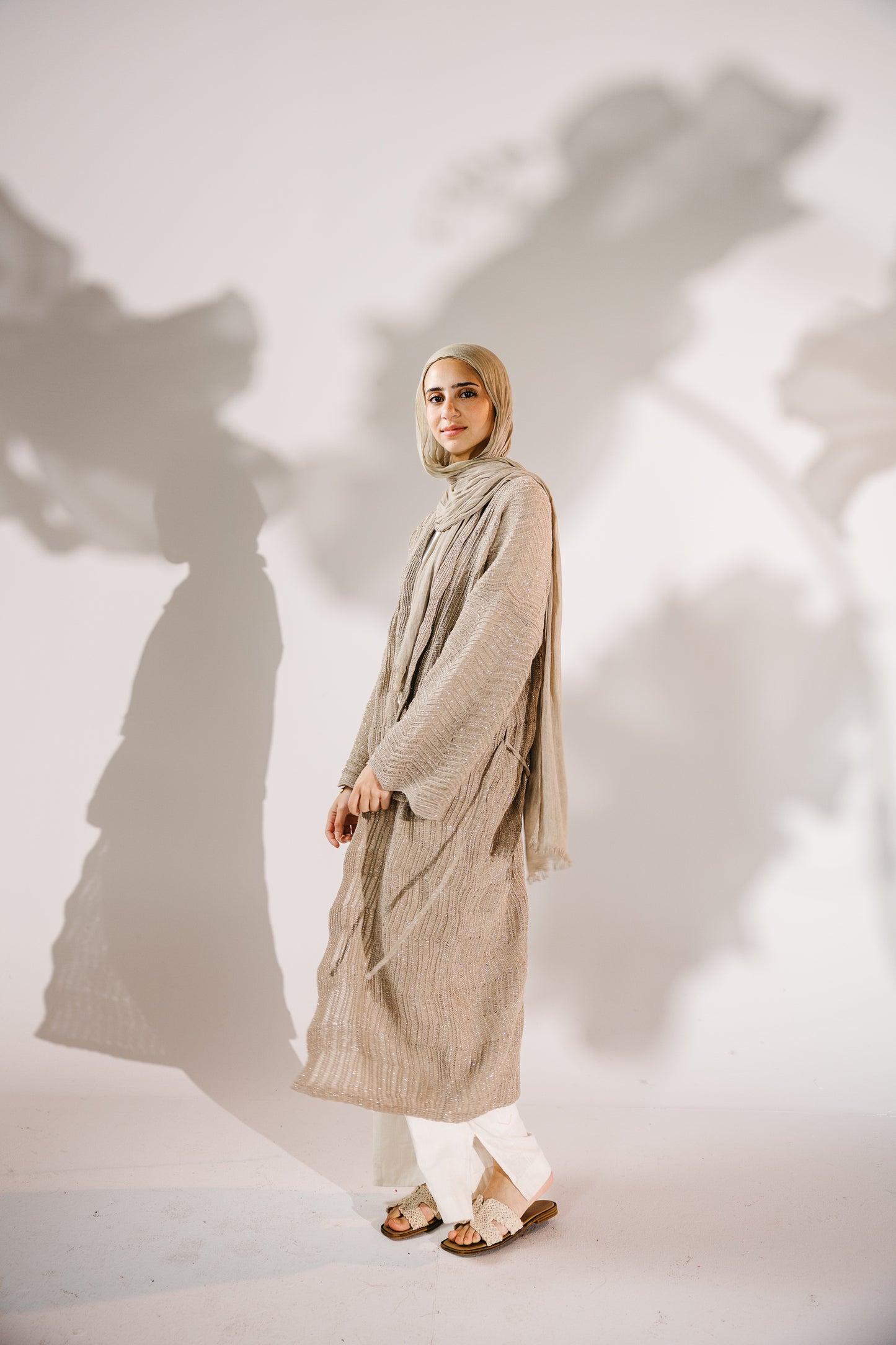 KnotWave Cardigan in Shimmer Tan