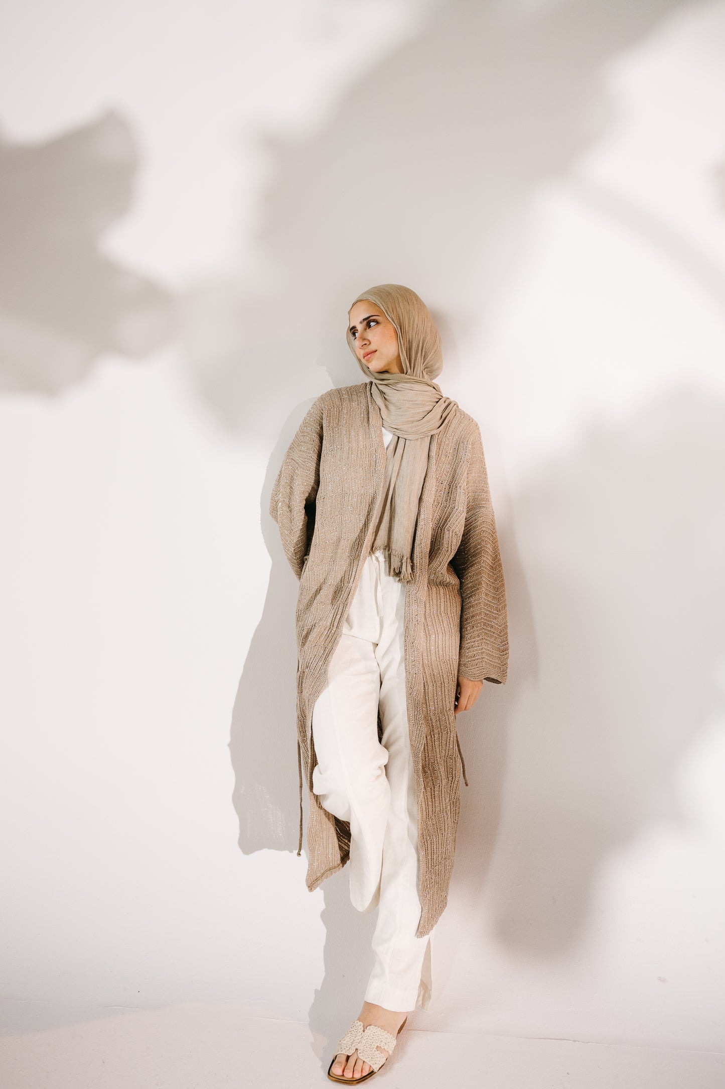 KnotWave Cardigan in Shimmer Tan