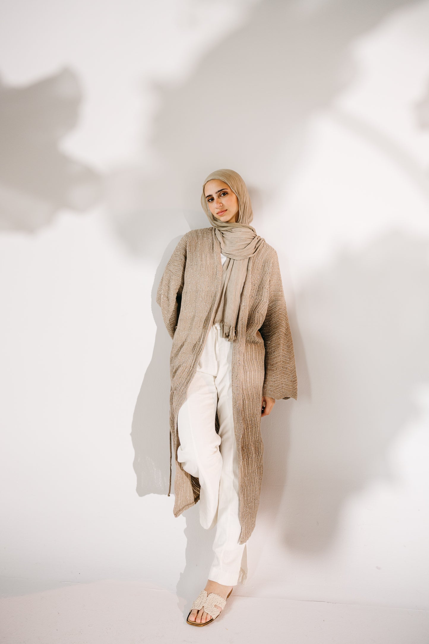 KnotWave Cardigan in Shimmer Tan