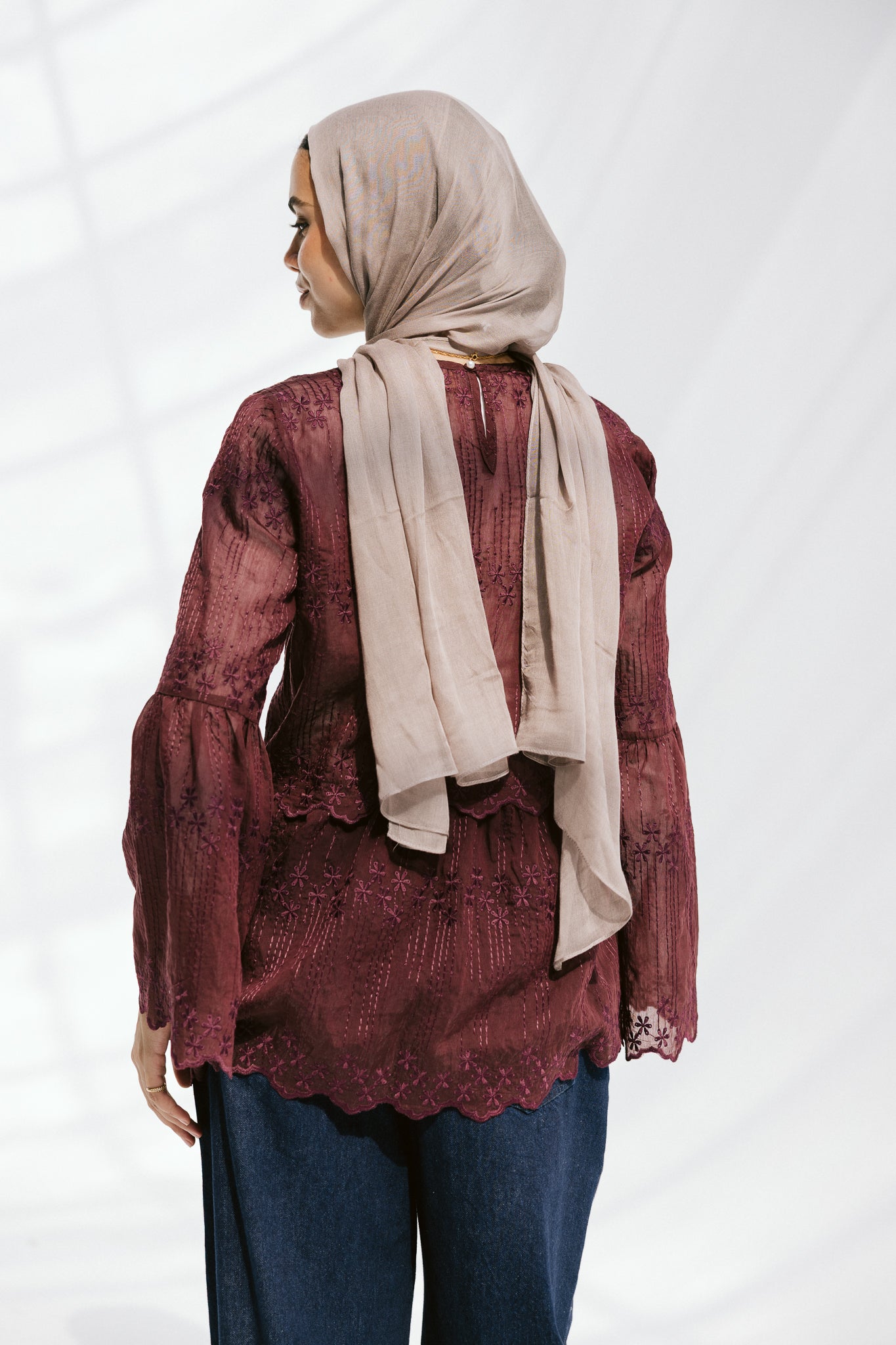 Layered Bloom Blouse In Merlot