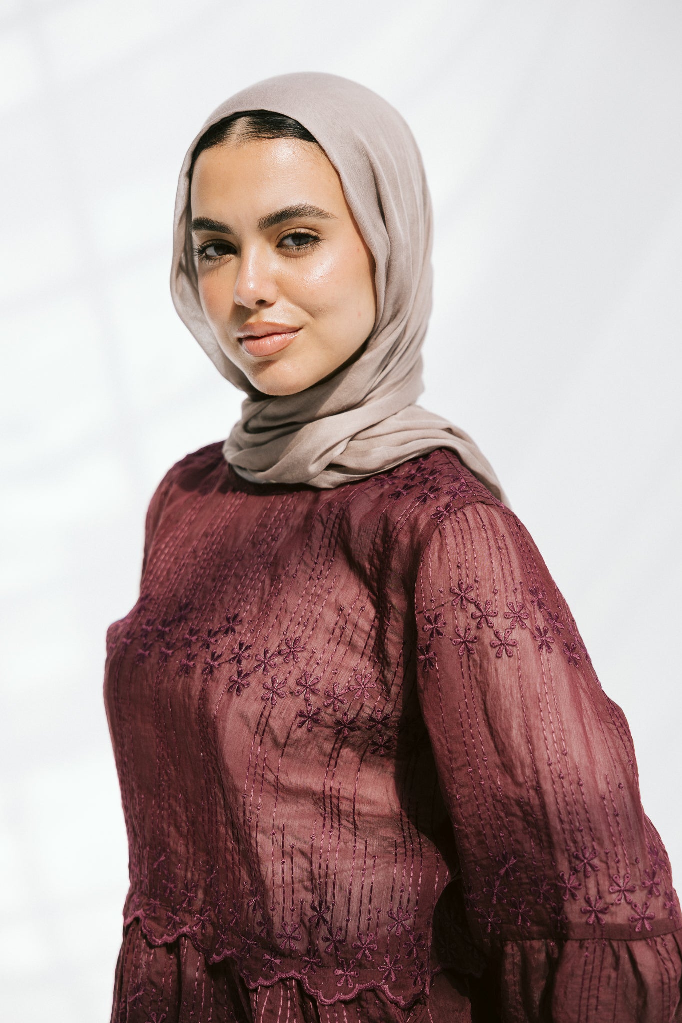 Layered Bloom Blouse In Merlot
