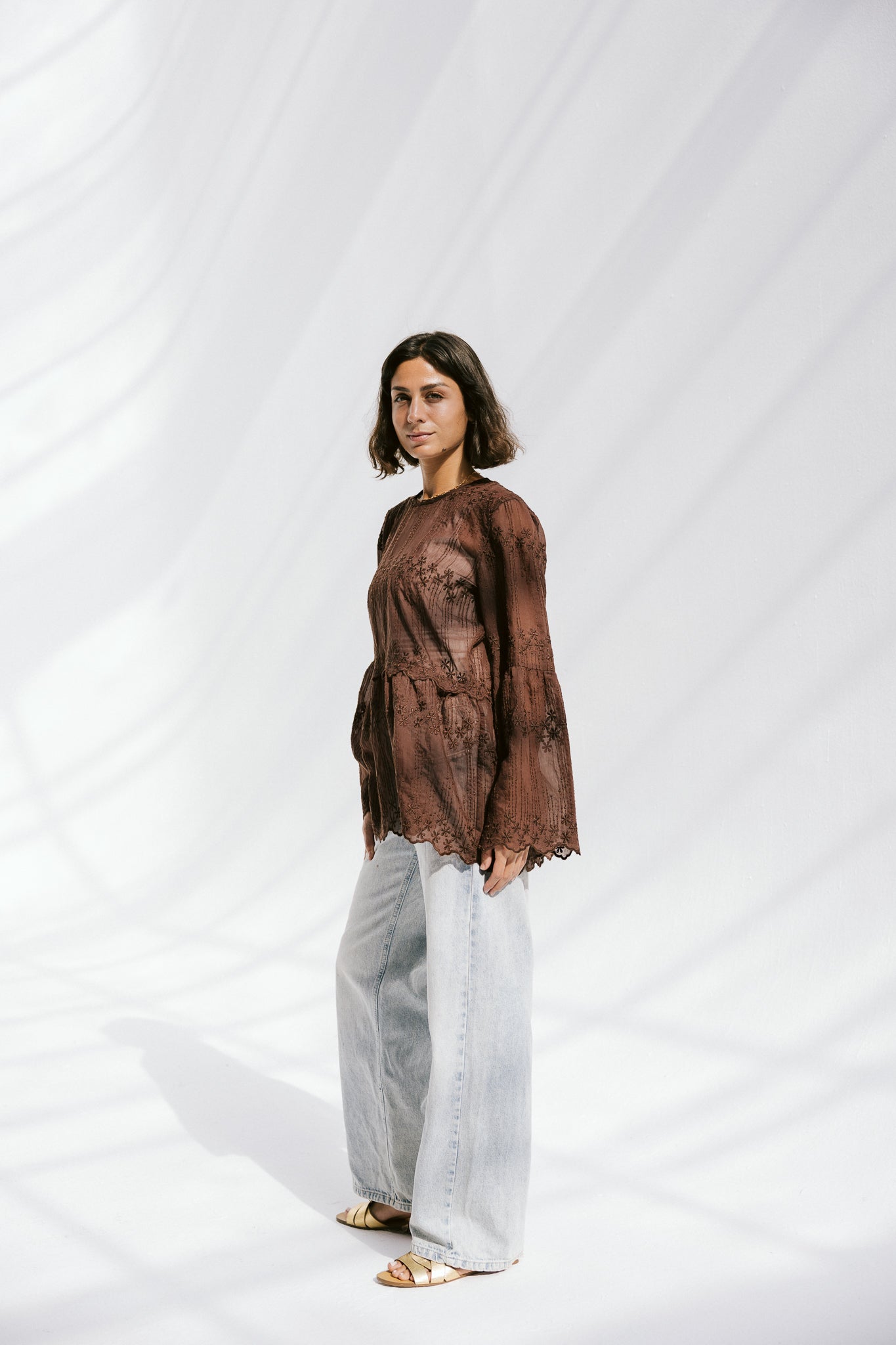 Layered Bloom Blouse In Brown