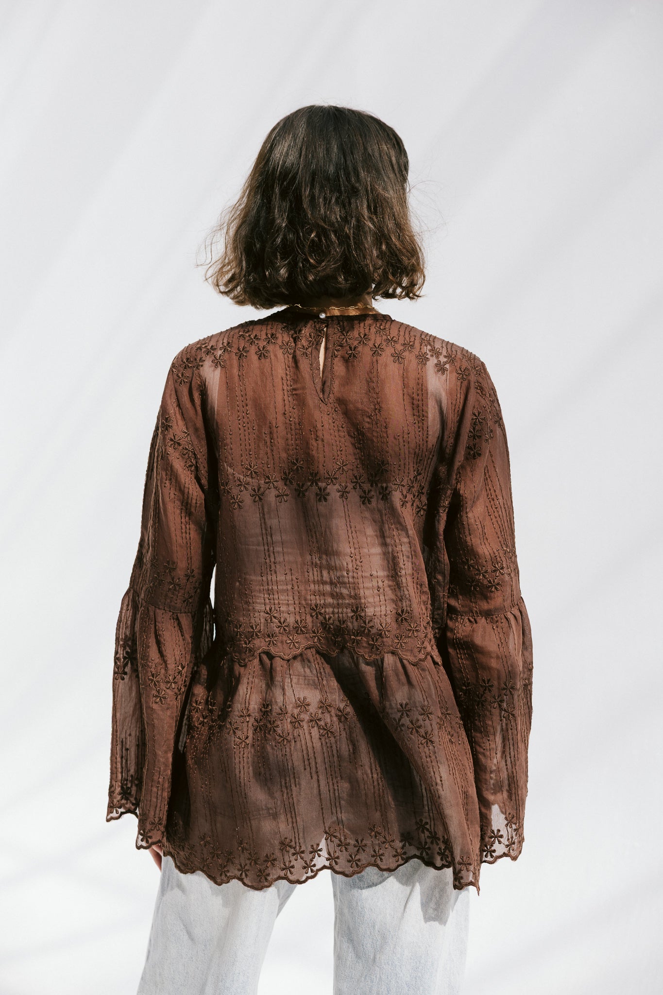 Layered Bloom Blouse In Brown