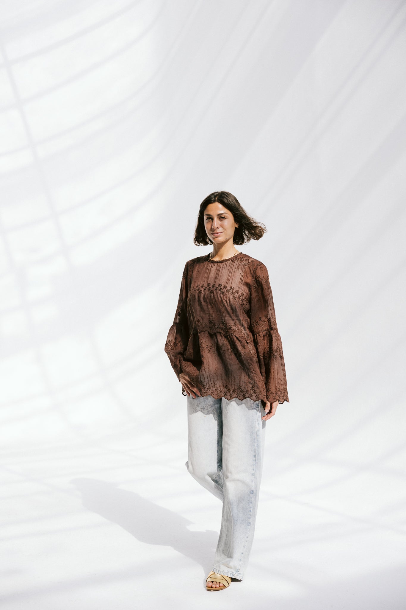 Layered Bloom Blouse In Brown