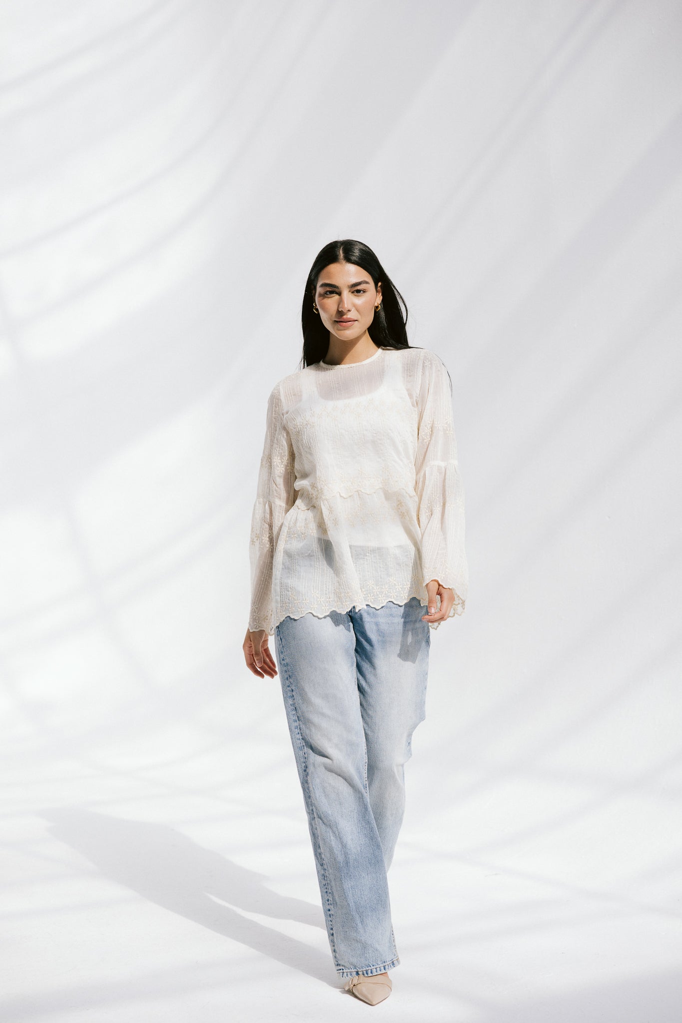 Layered Bloom Blouse In Ivory