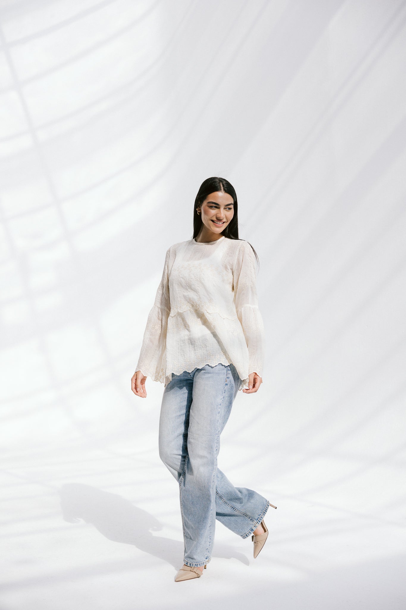 Layered Bloom Blouse In Ivory