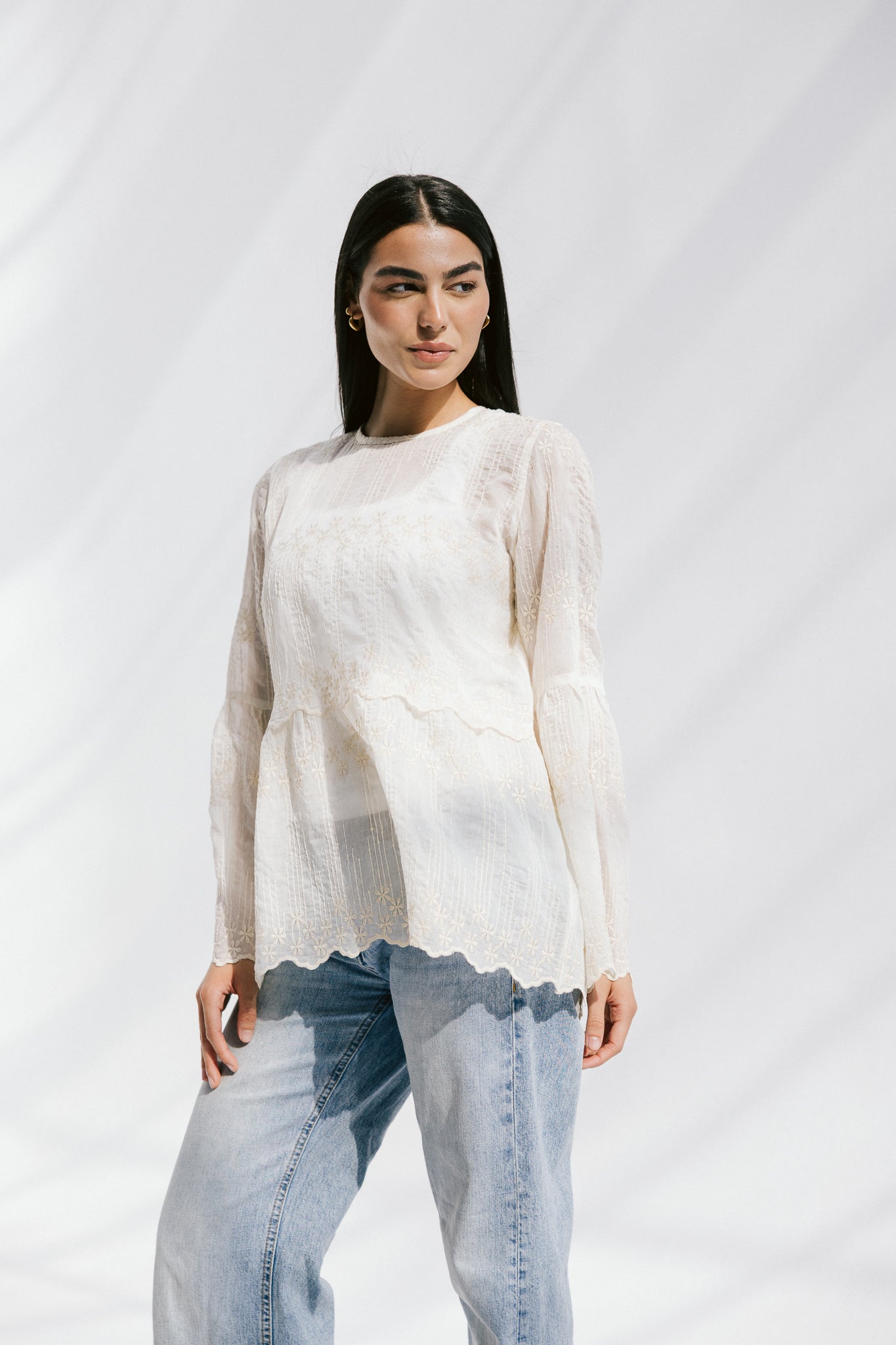 Layered Bloom Blouse In Ivory