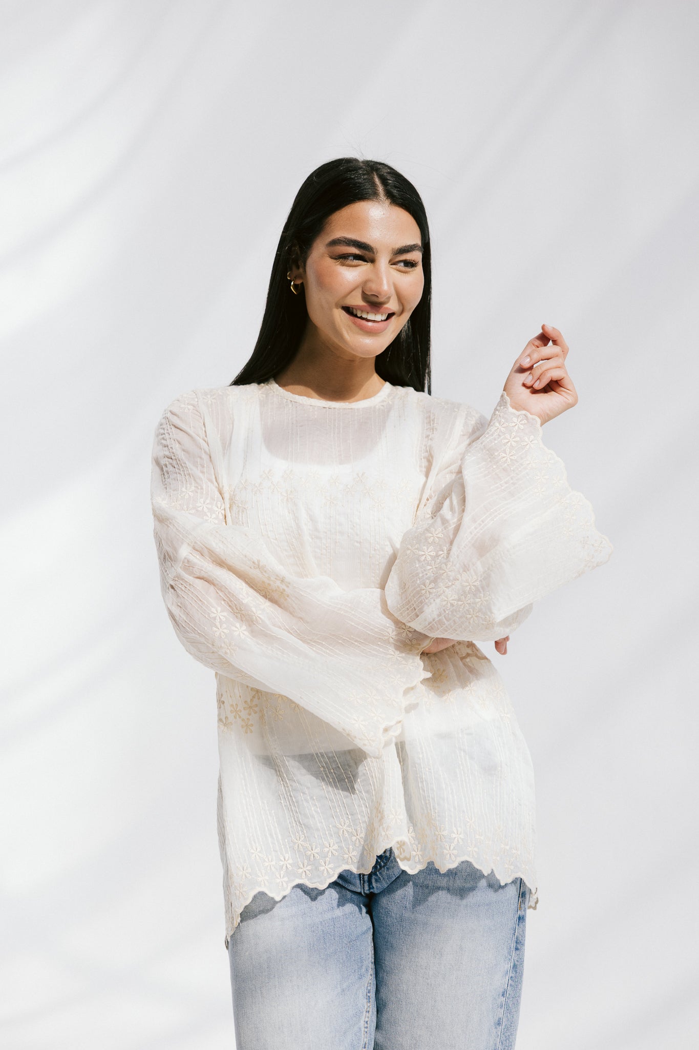 Layered Bloom Blouse In Ivory
