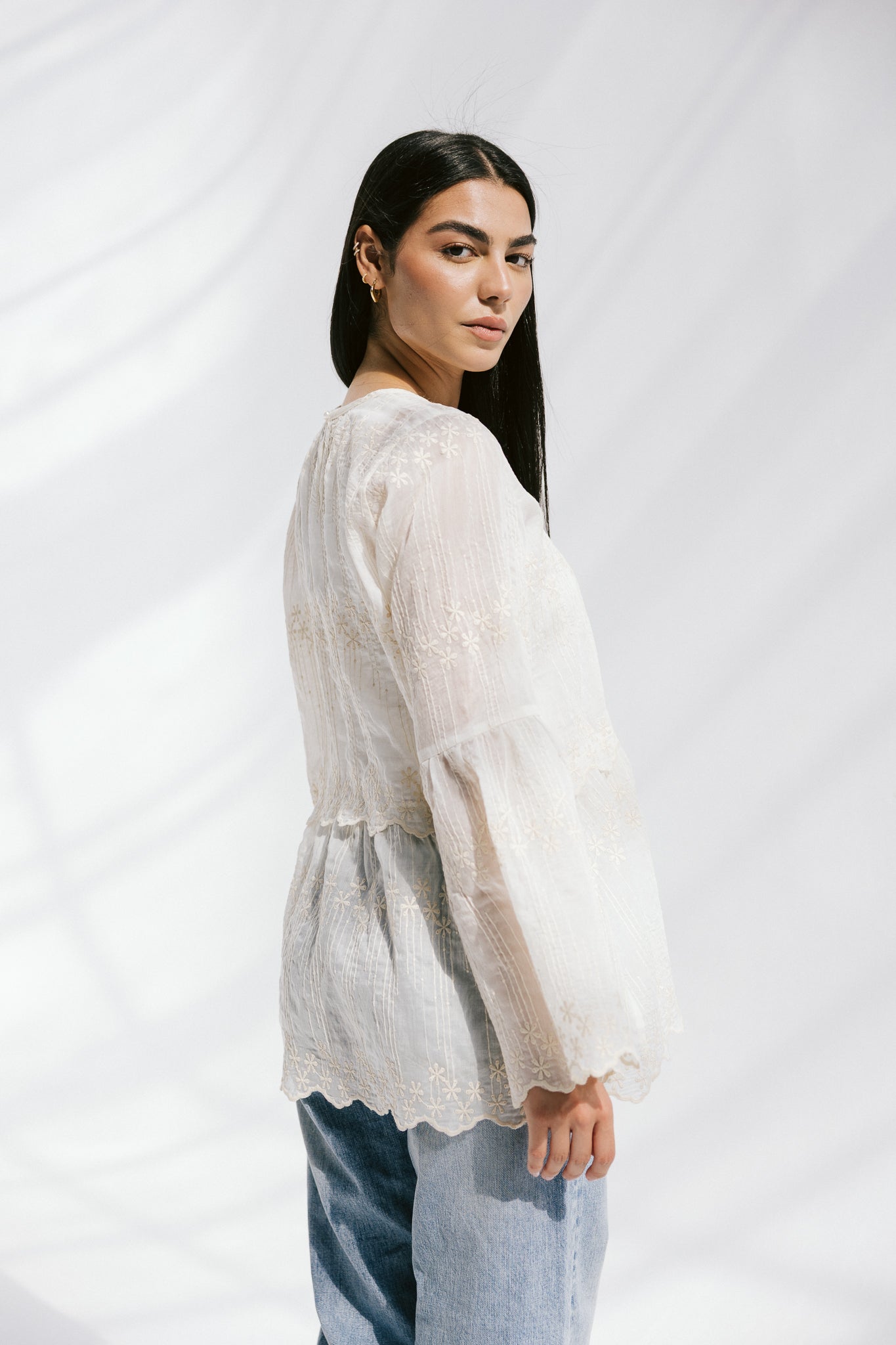 Layered Bloom Blouse In Ivory