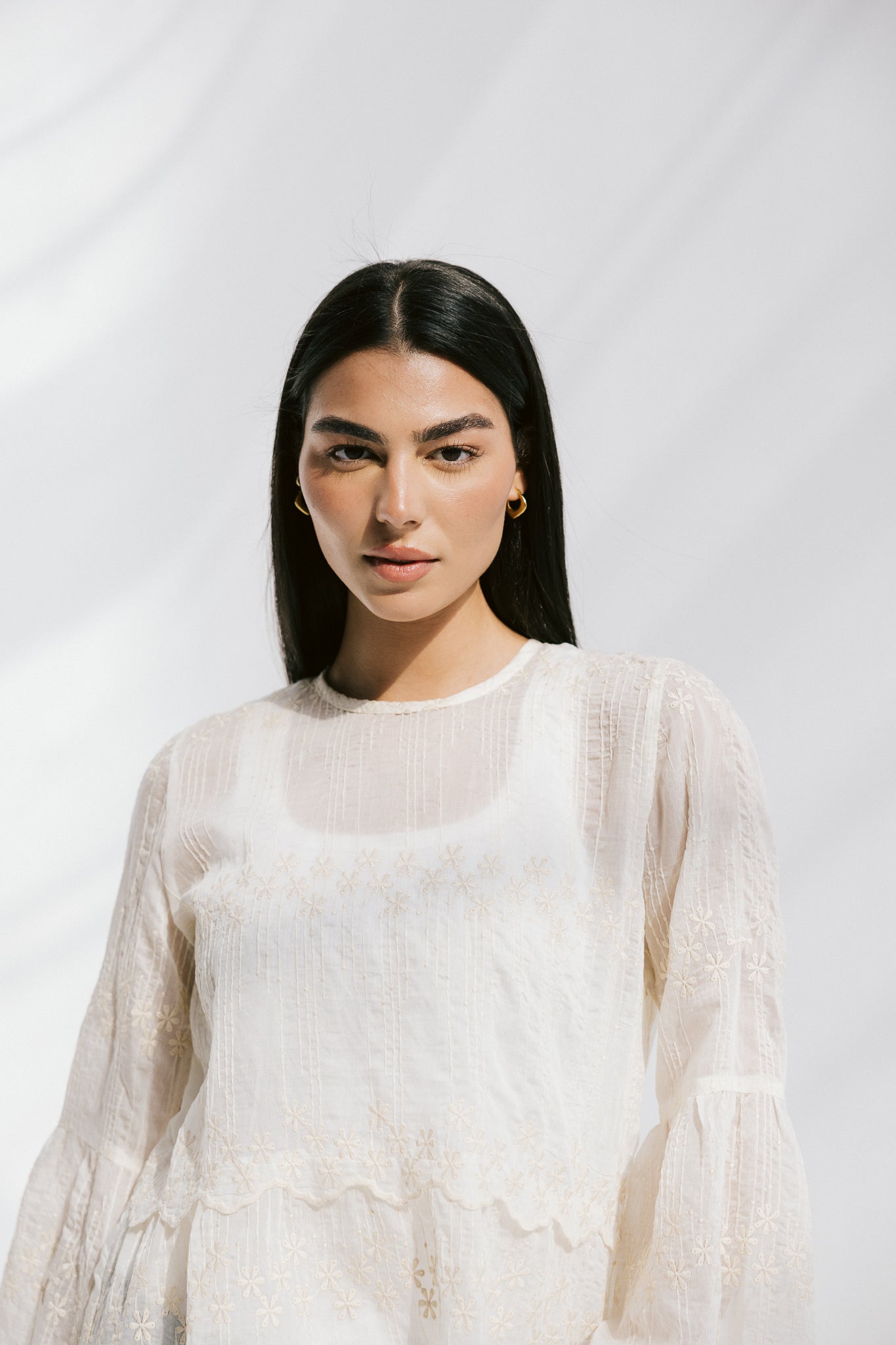 Layered Bloom Blouse In Ivory
