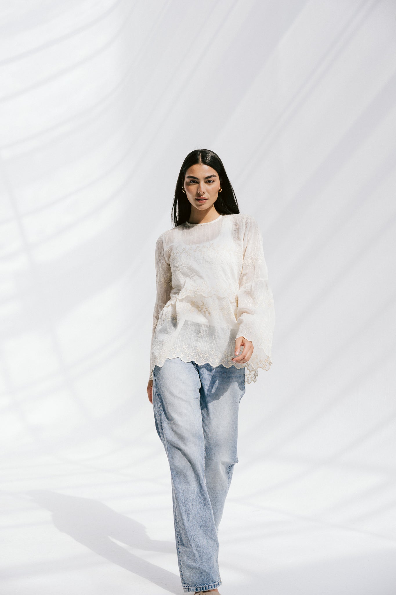 Layered Bloom Blouse In Ivory