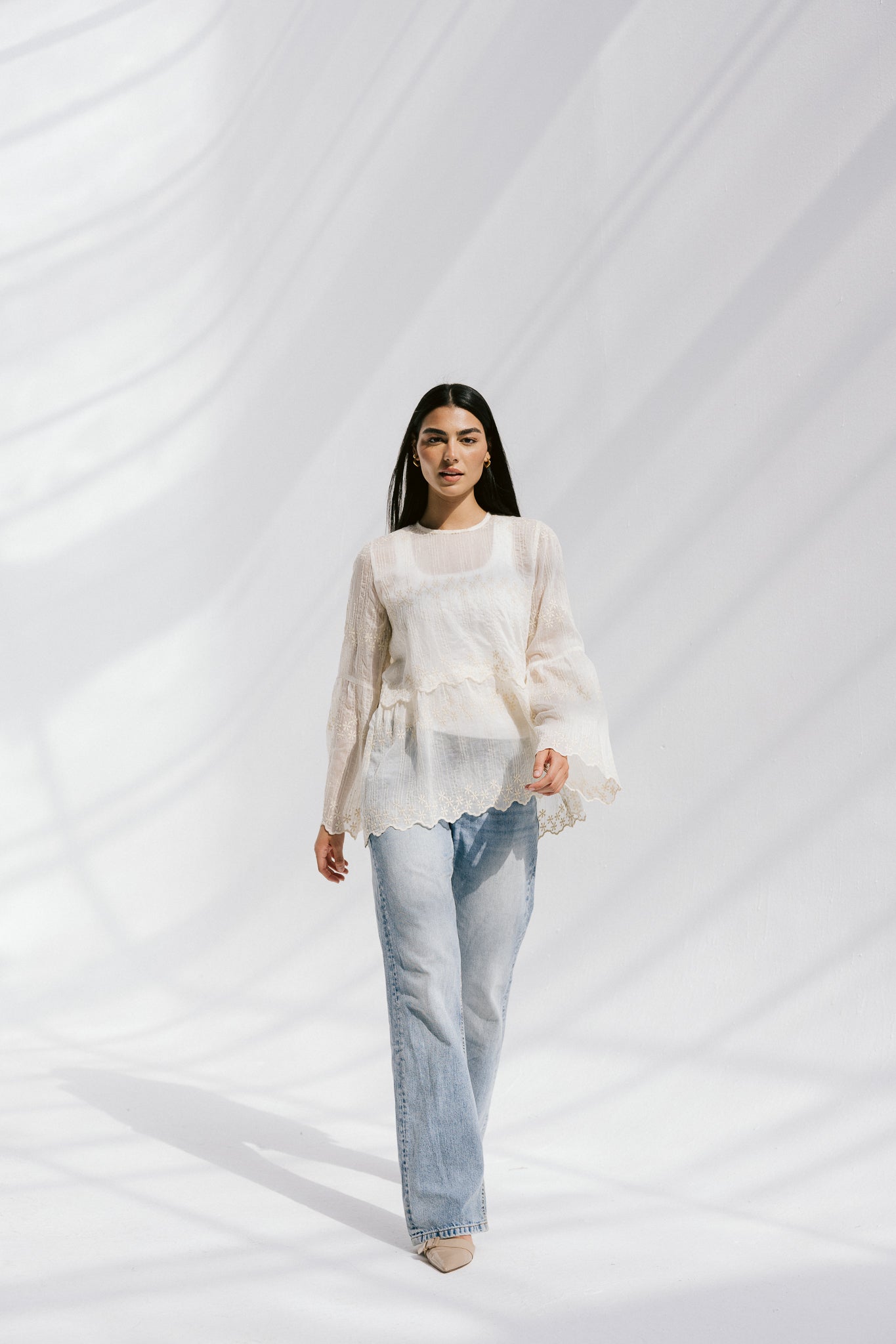 Layered Bloom Blouse In Ivory