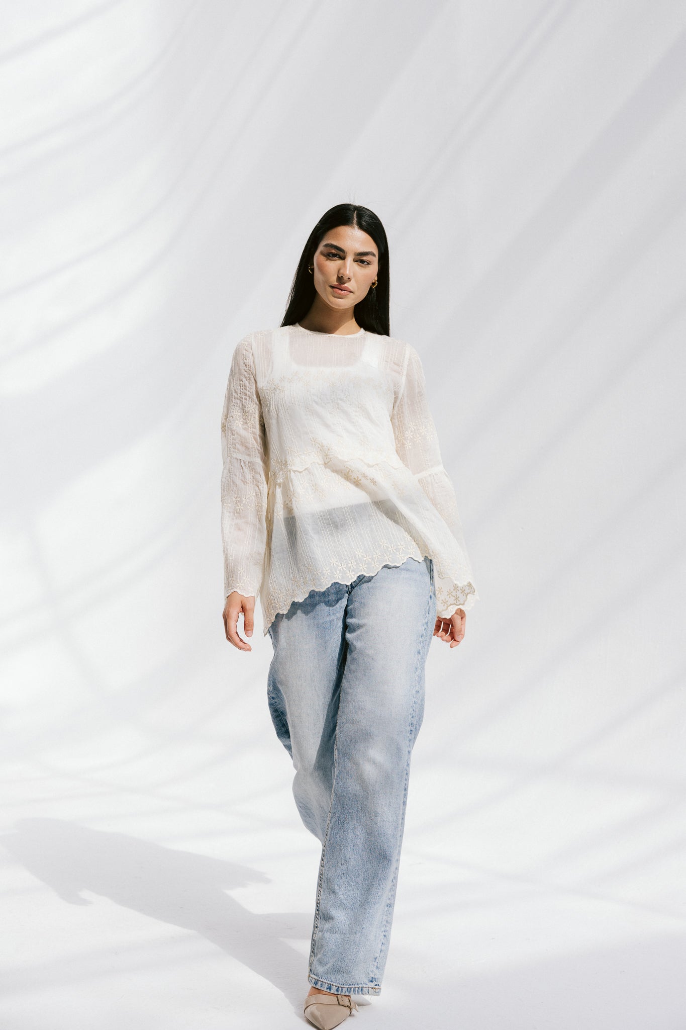 Layered Bloom Blouse In Ivory