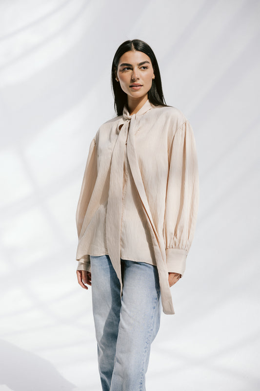 The Siena Blouse In Beige