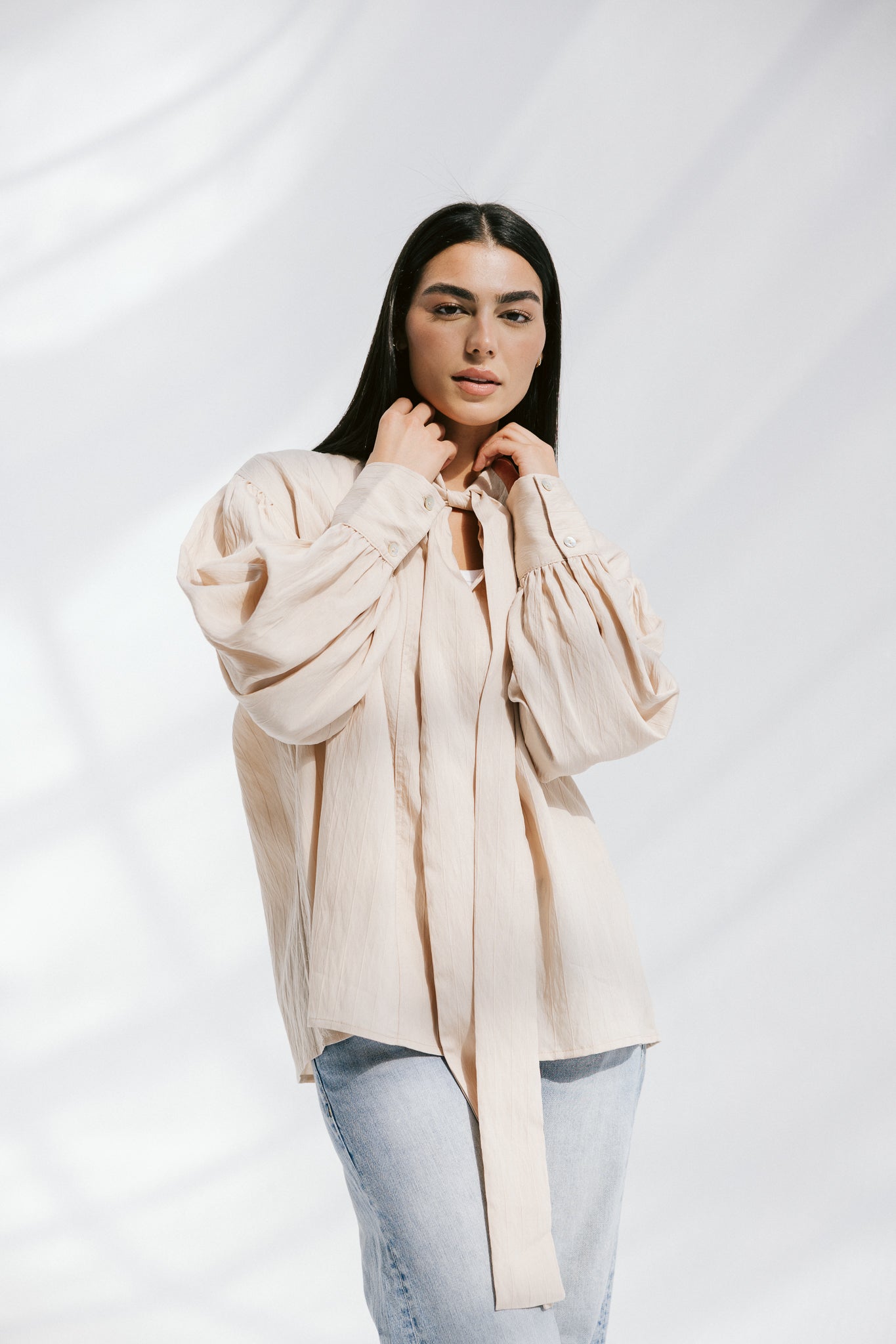 The Siena Blouse In Beige