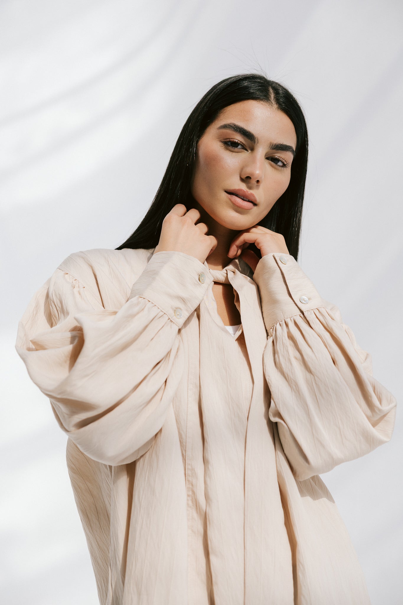 The Siena Blouse In Beige
