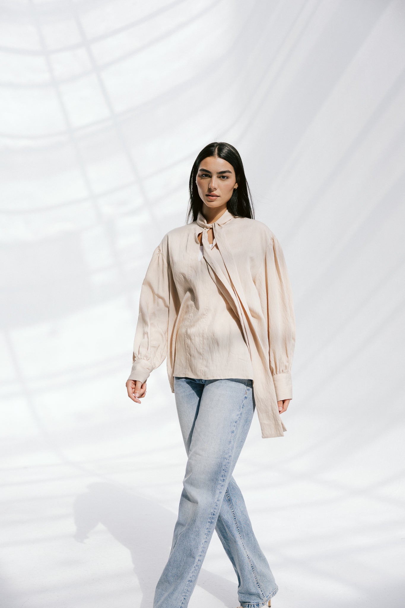 The Siena Blouse In Beige