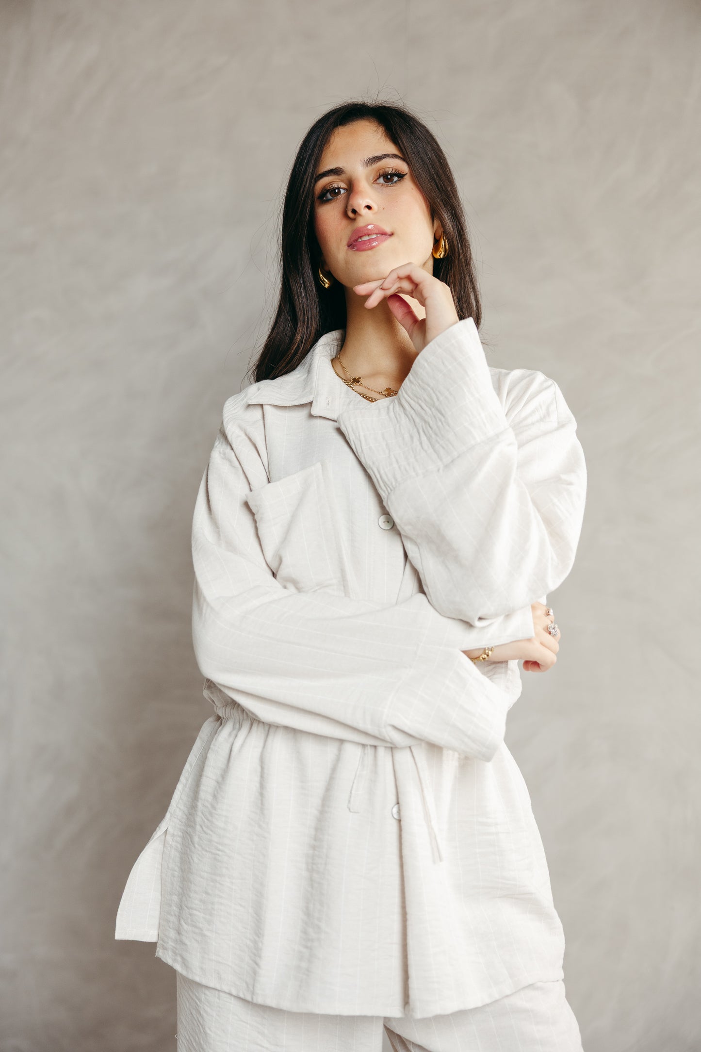 The Rayé Set in Pearl White