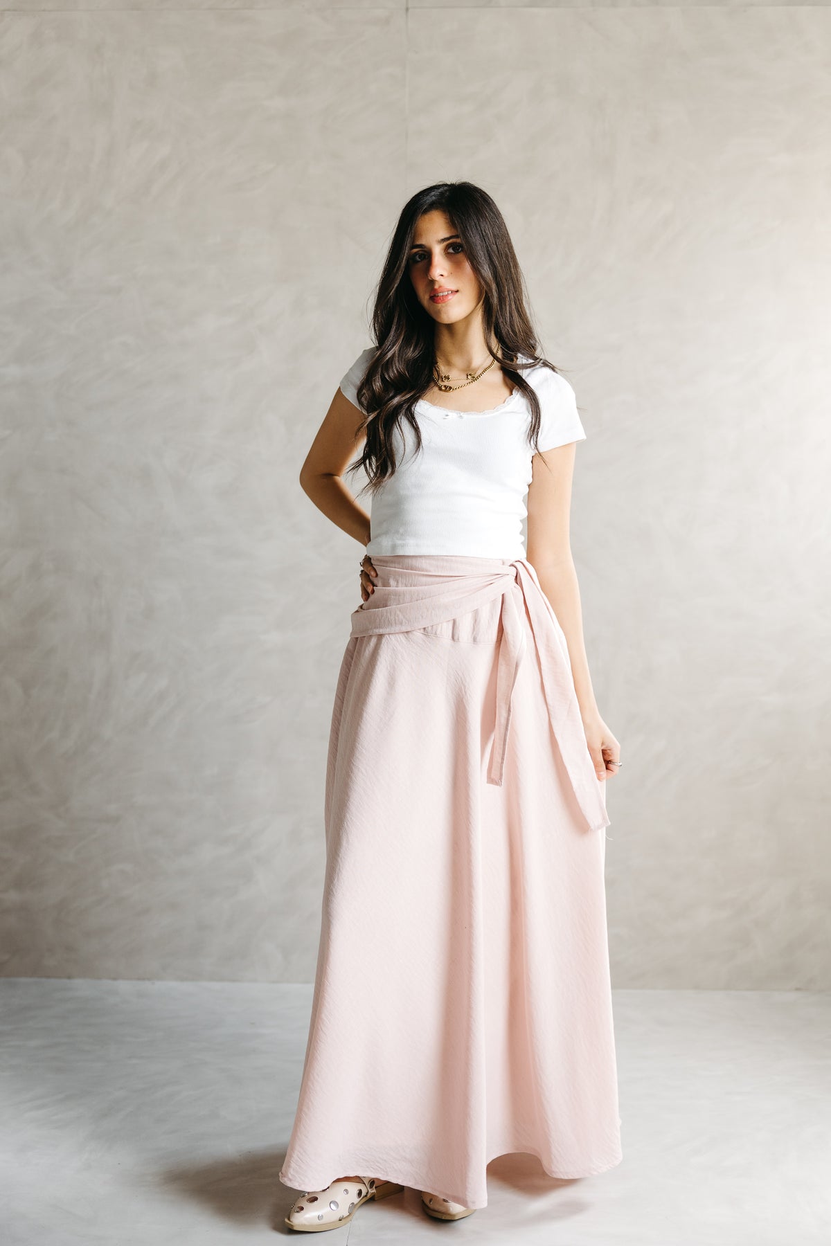The Serene Wrap Skirt in Angel Blush