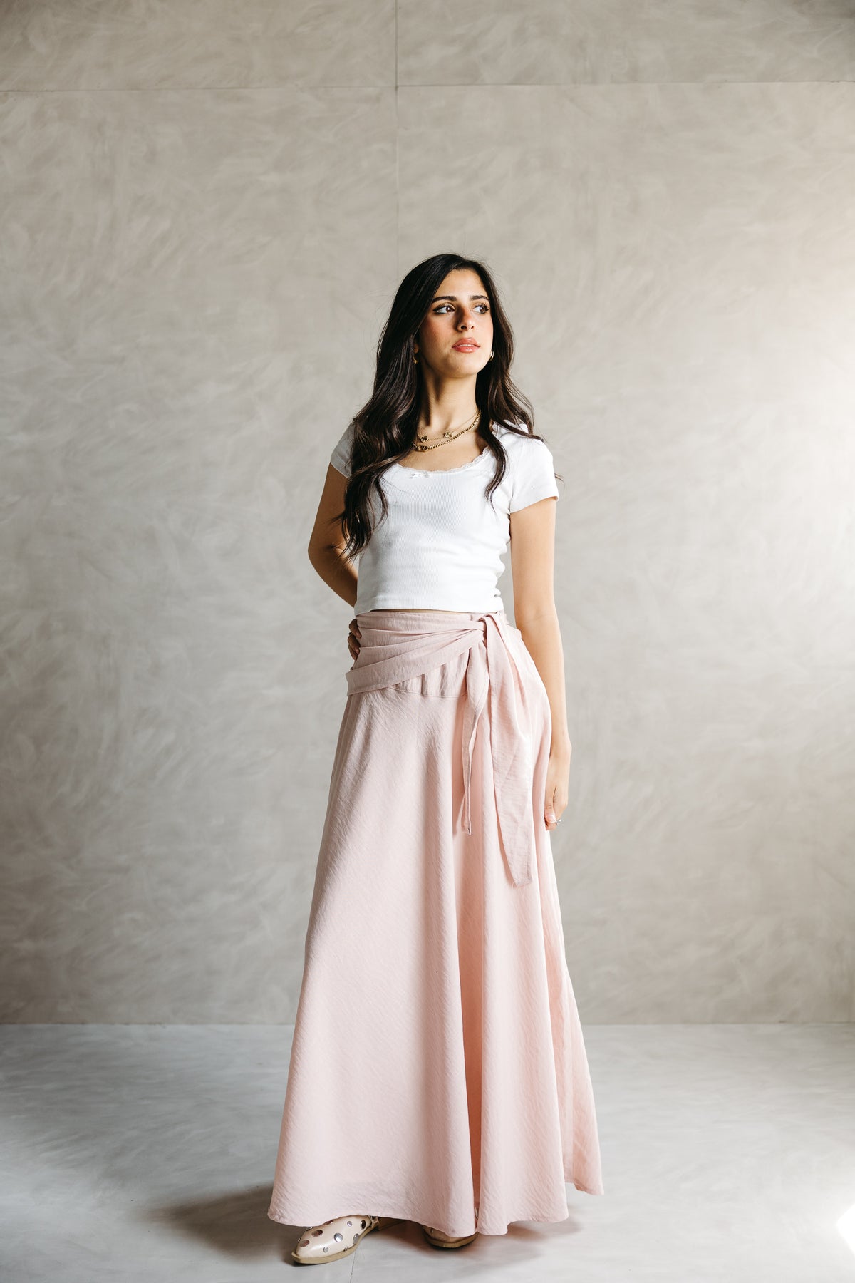 The Serene Wrap Skirt in Angel Blush