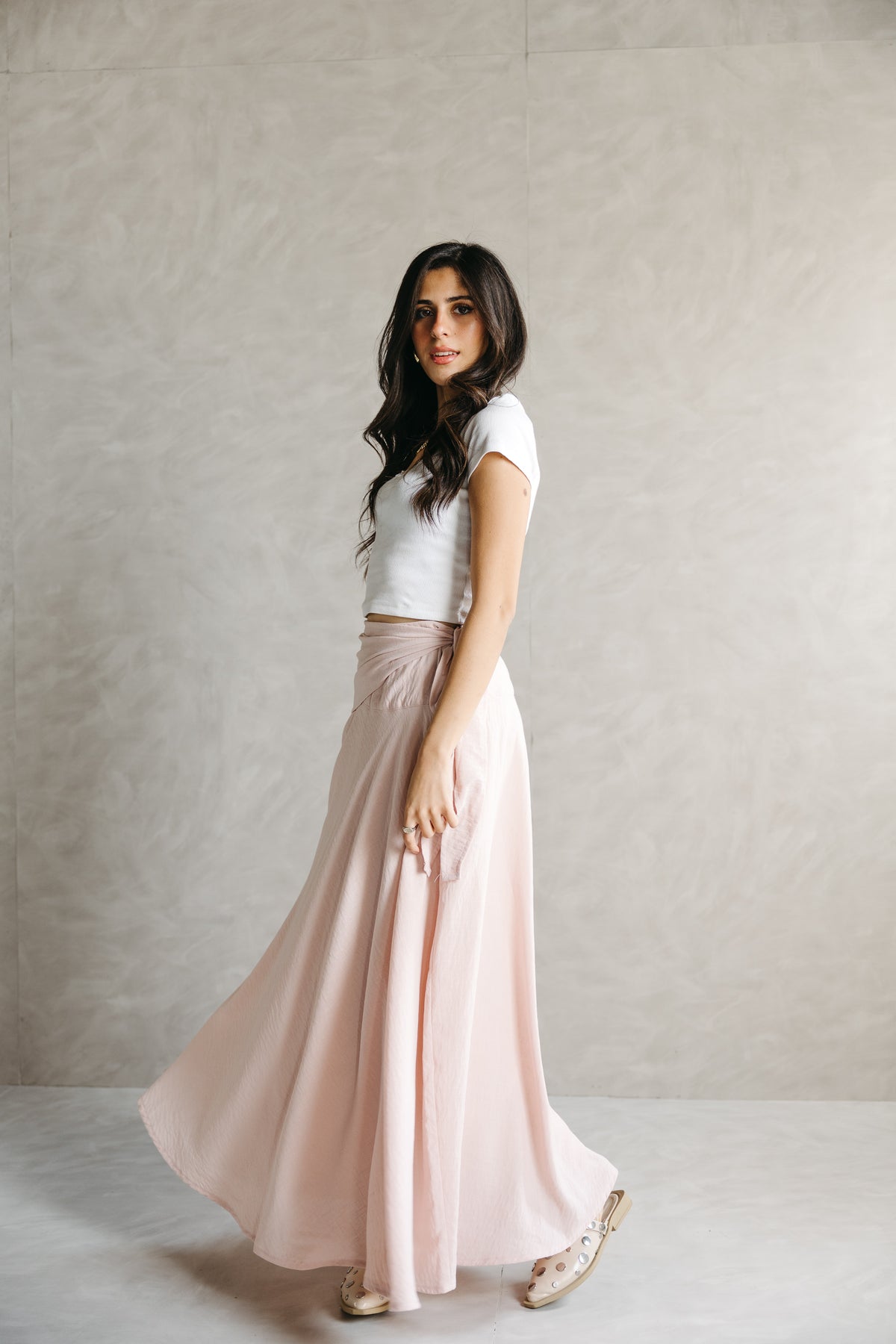 The Serene Wrap Skirt in Angel Blush
