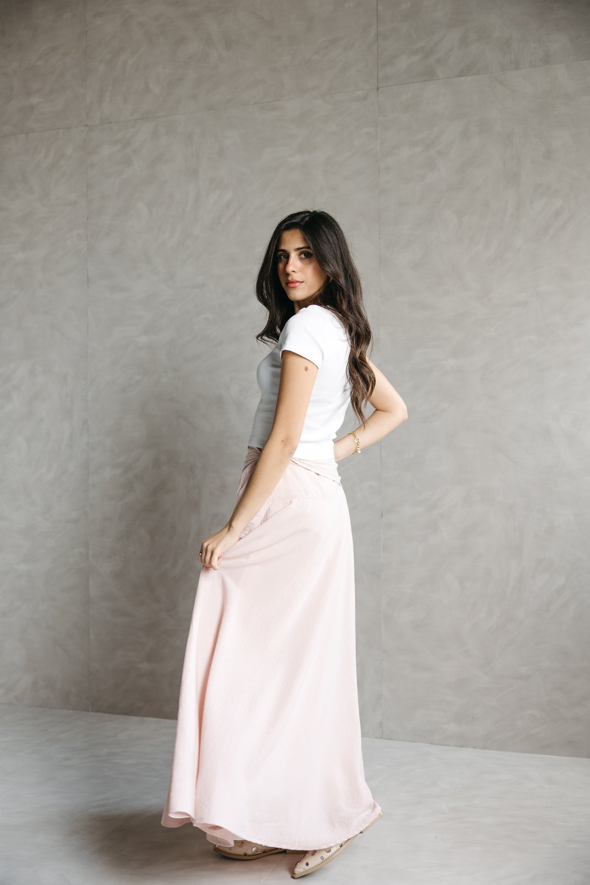 The Serene Wrap Skirt in Angel Blush