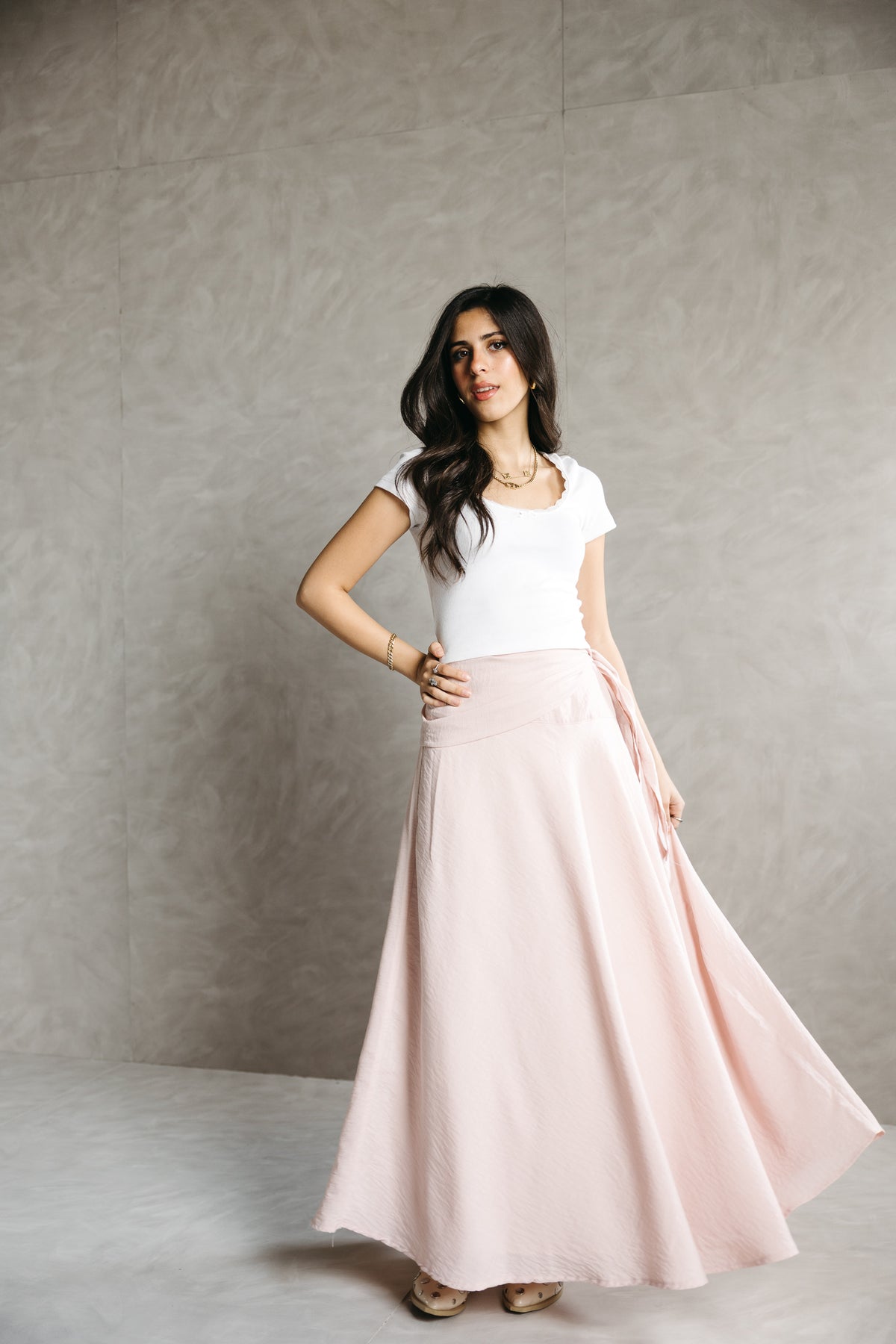 The Serene Wrap Skirt in Angel Blush