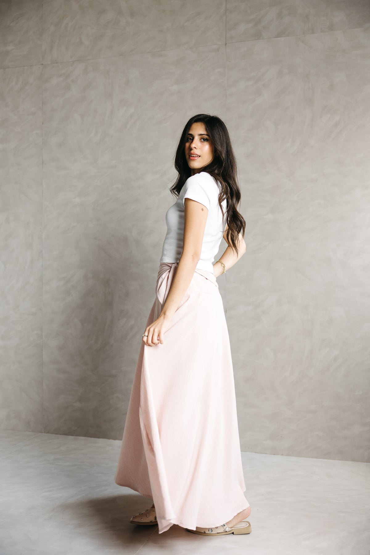 The Serene Wrap Skirt in Angel Blush