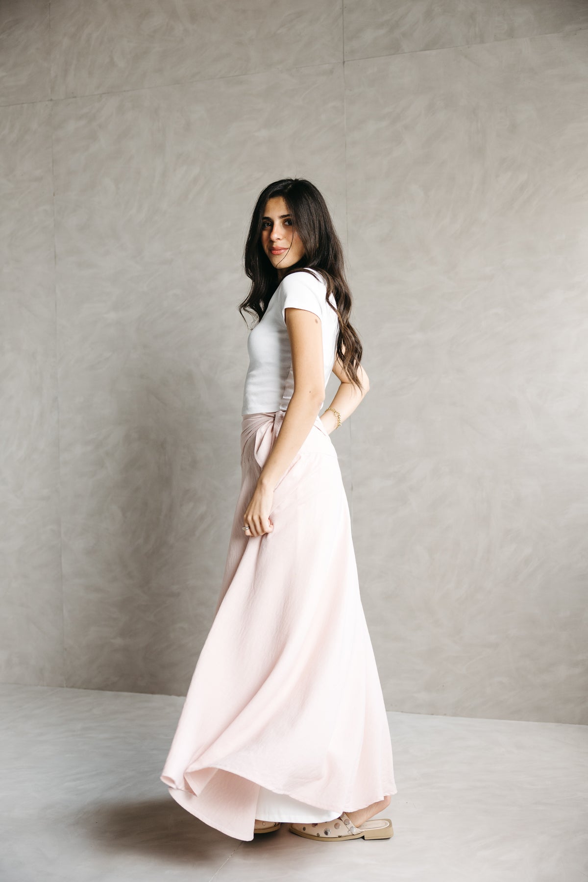The Serene Wrap Skirt in Angel Blush