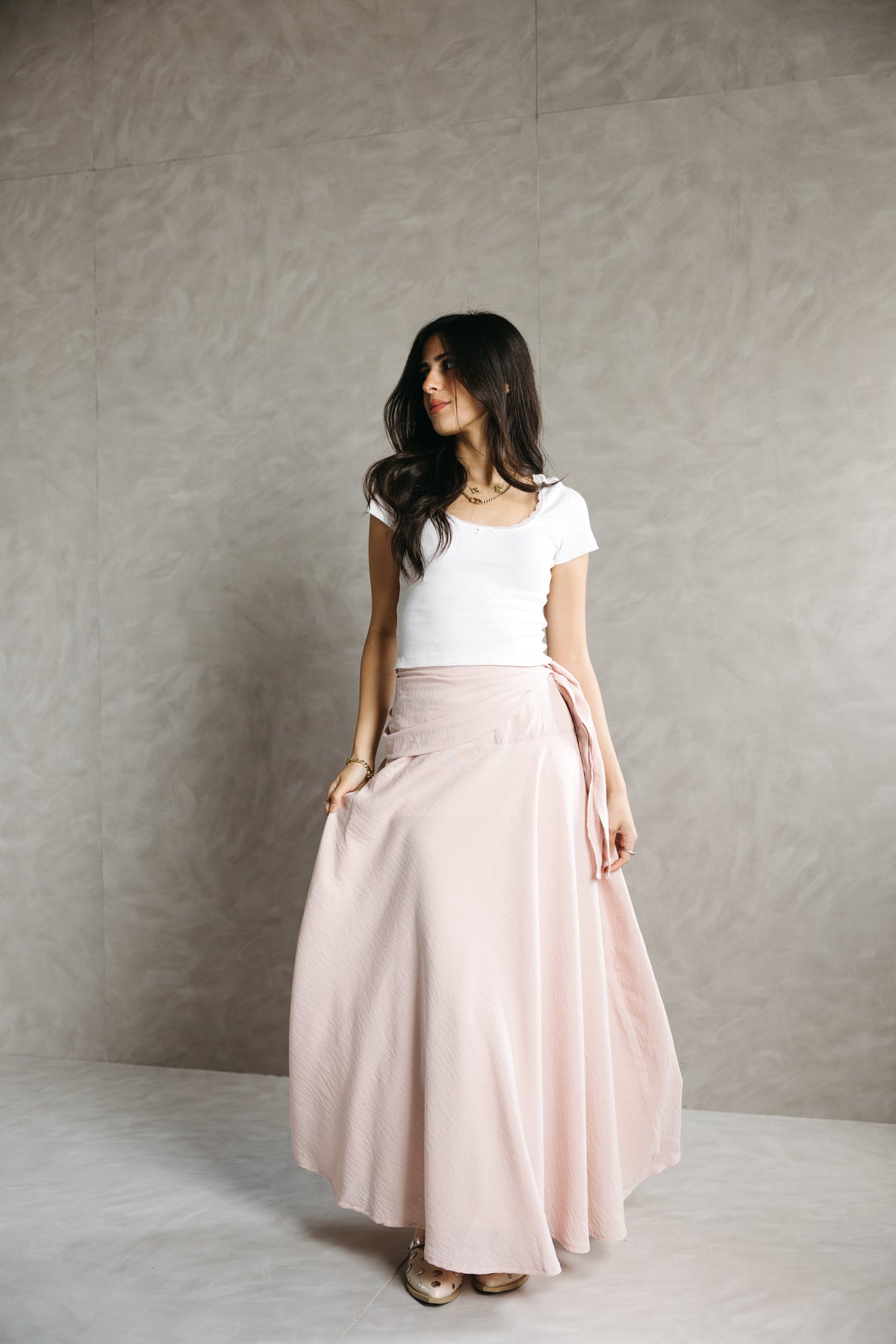 The Serene Wrap Skirt in Angel Blush