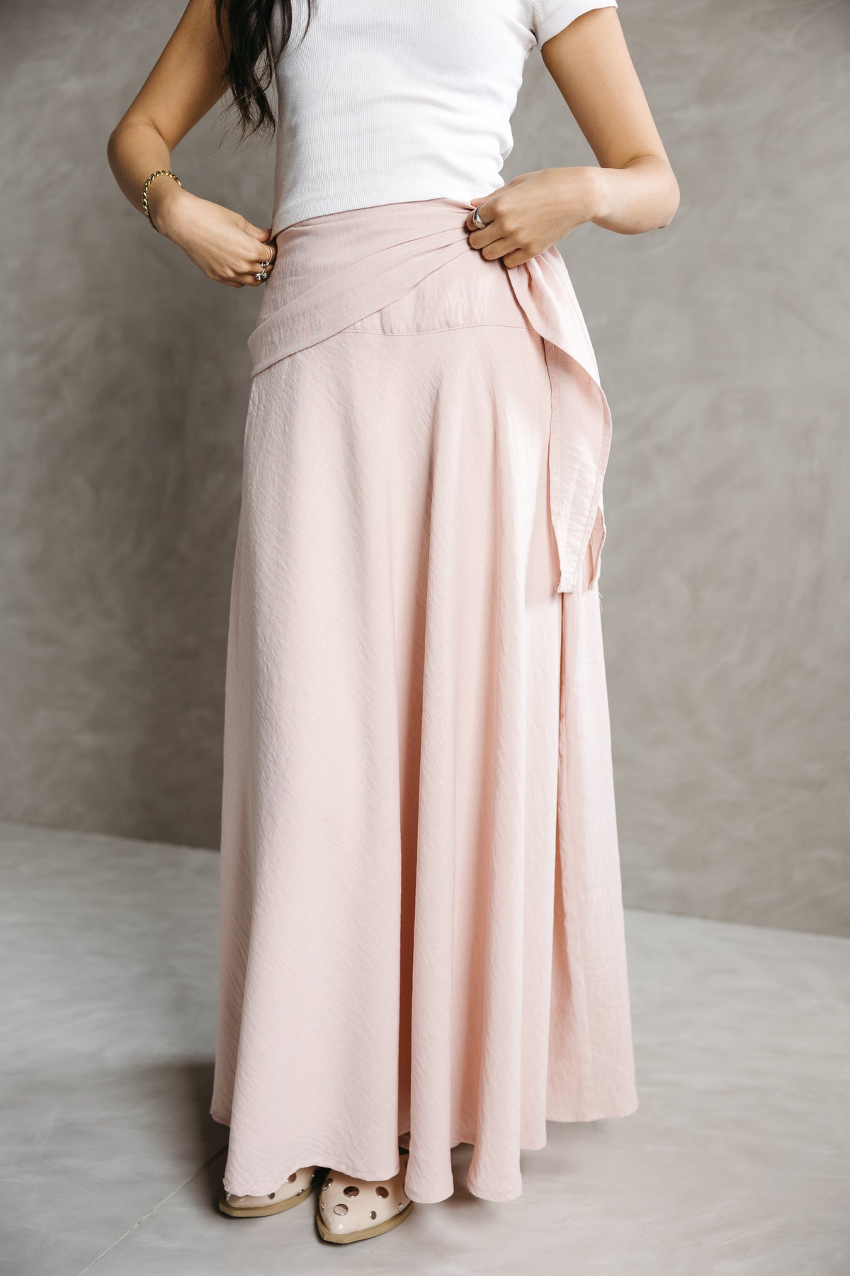 The Serene Wrap Skirt in Angel Blush