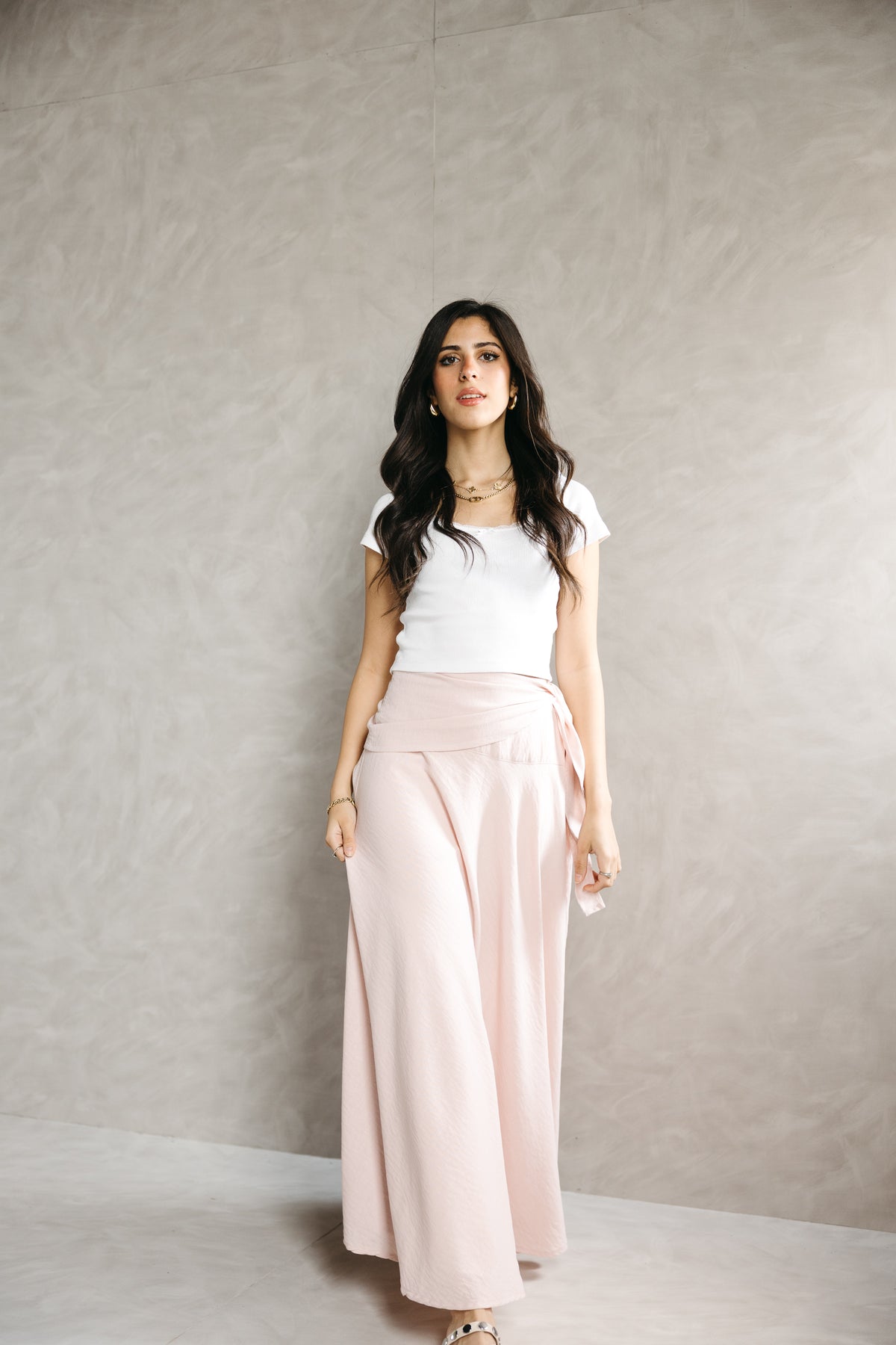 The Serene Wrap Skirt in Angel Blush
