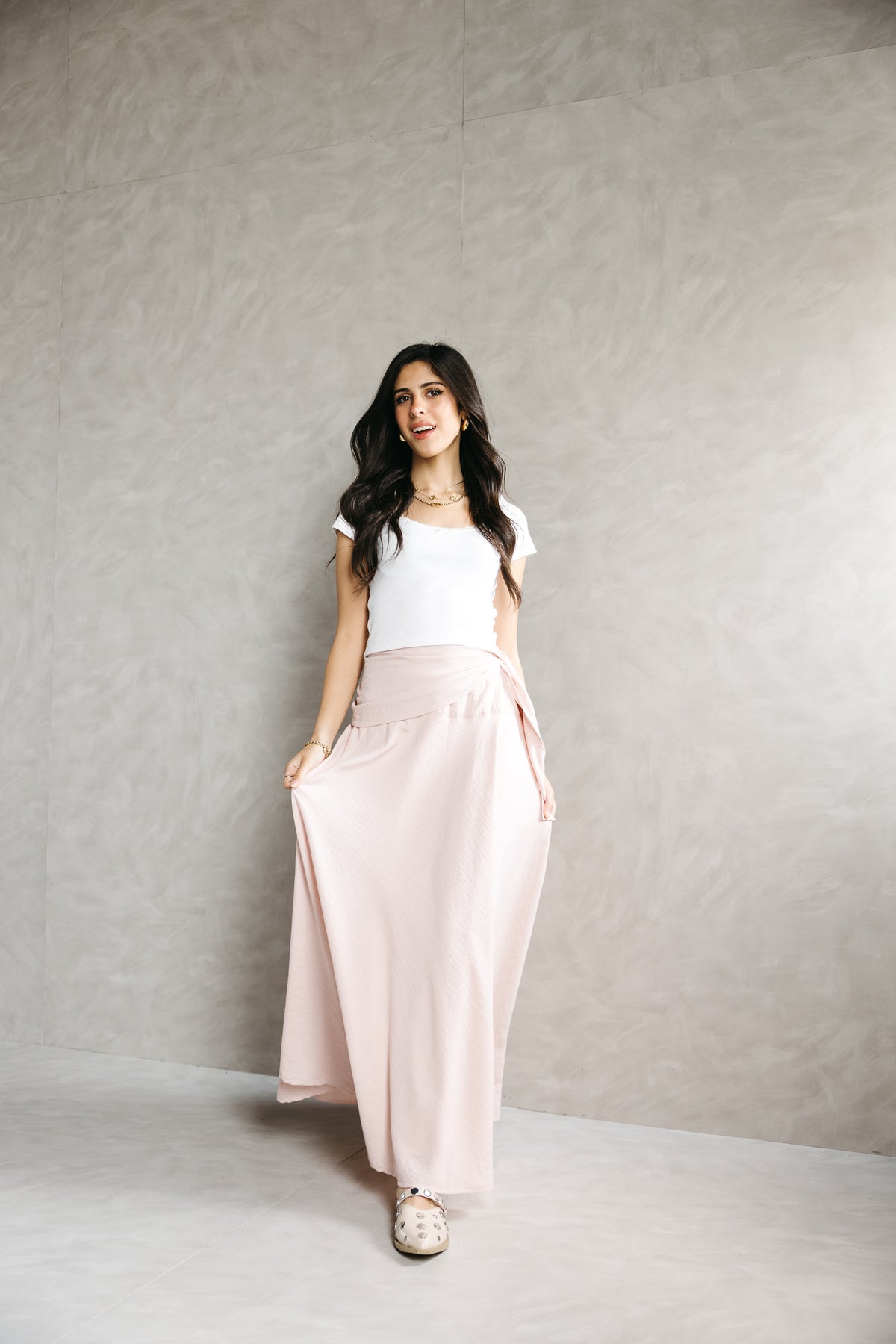 The Serene Wrap Skirt in Angel Blush