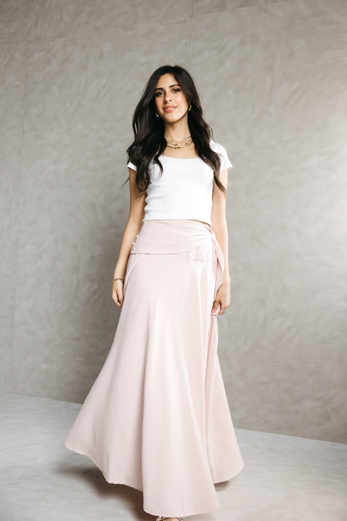The Serene Wrap Skirt in Angel Blush