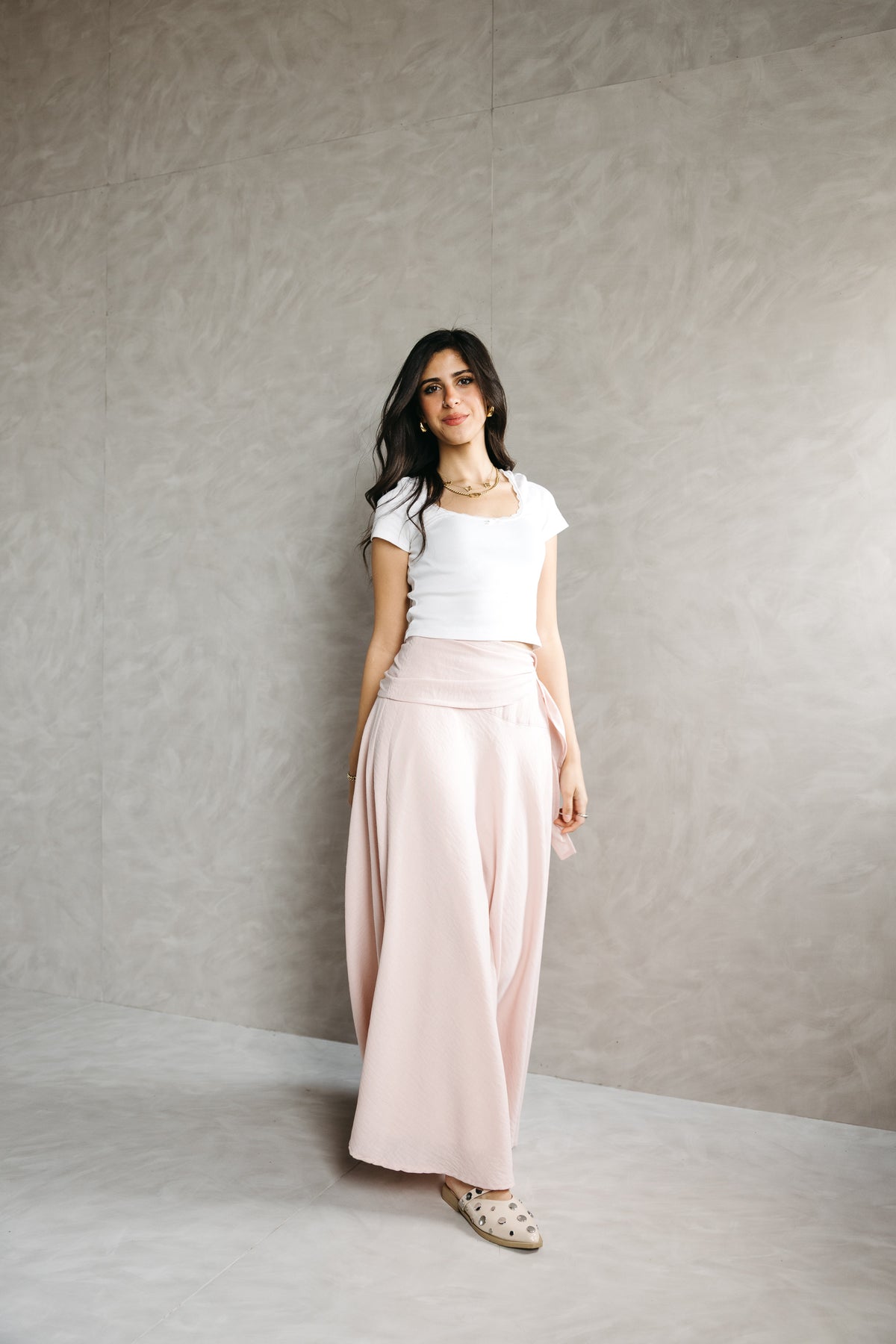 The Serene Wrap Skirt in Angel Blush