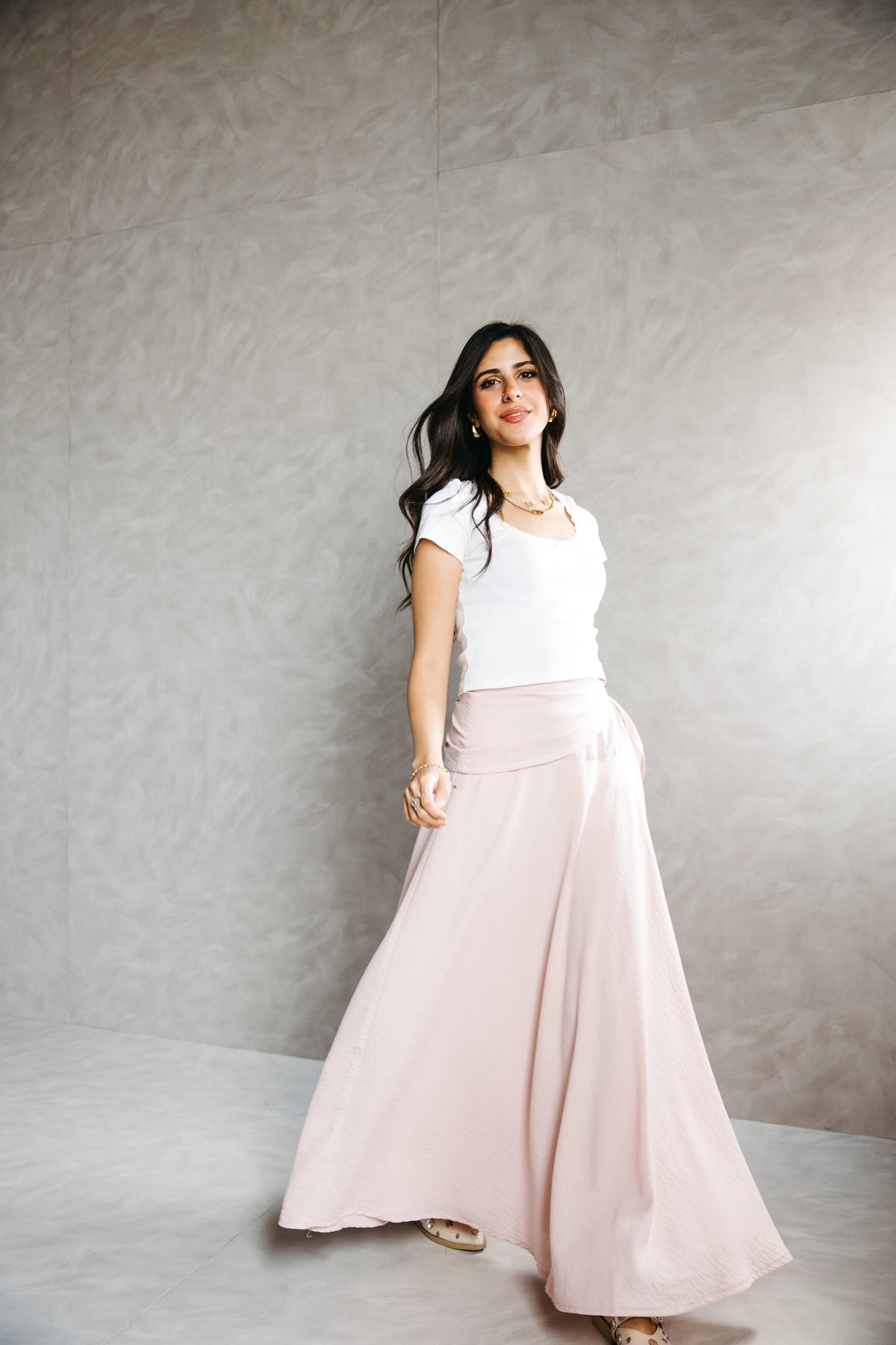The Serene Wrap Skirt in Angel Blush