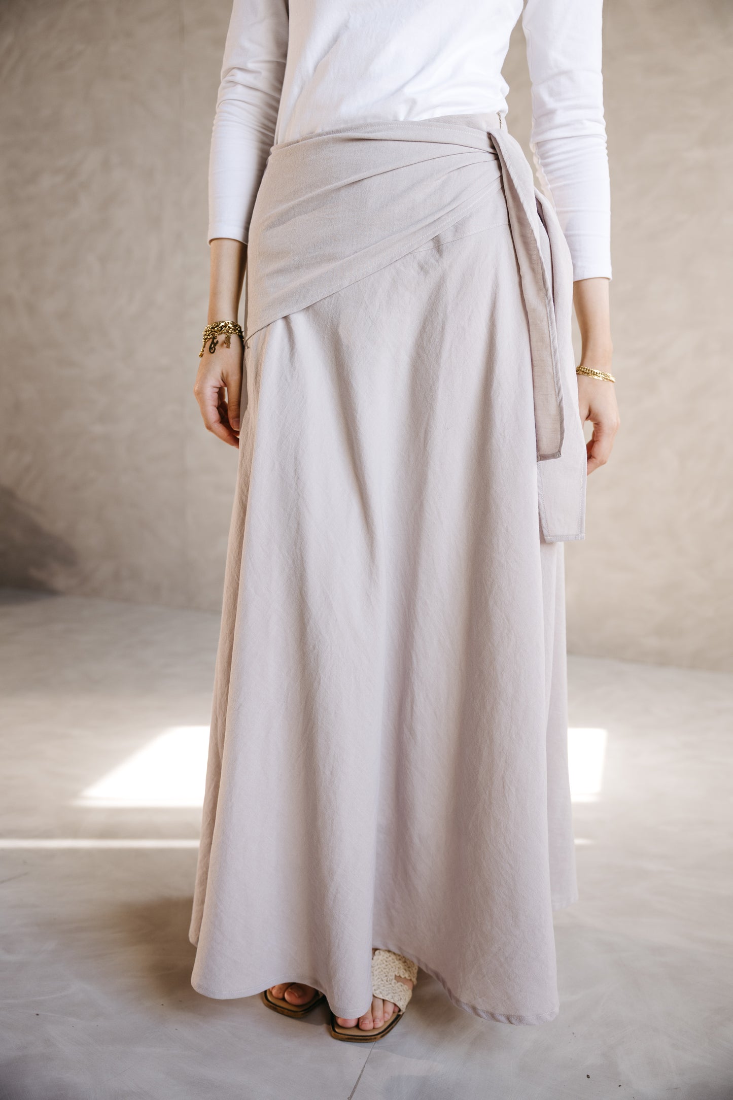 The Serene Wrap Skirt in Warm Greige