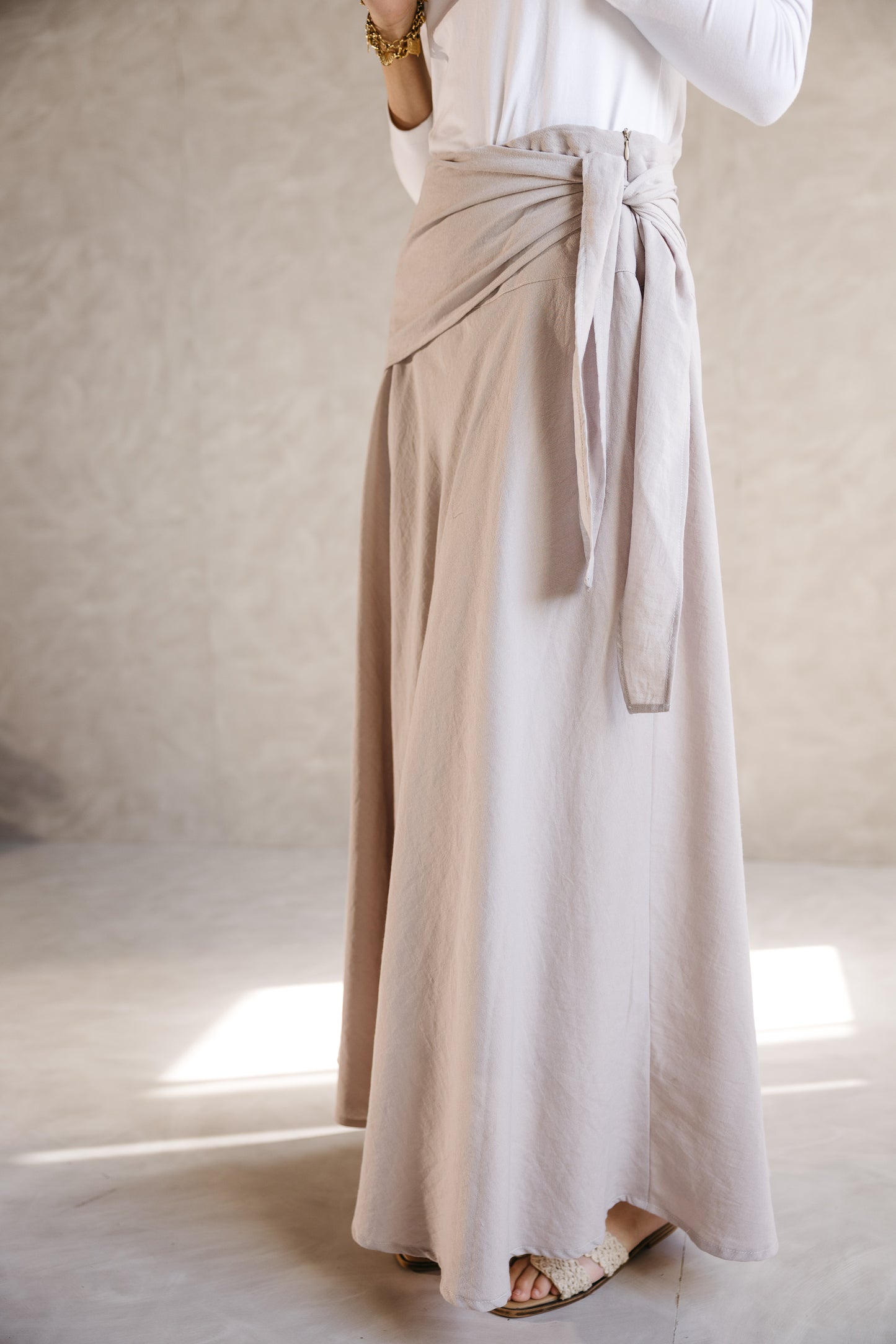 The Serene Wrap Skirt in Warm Greige