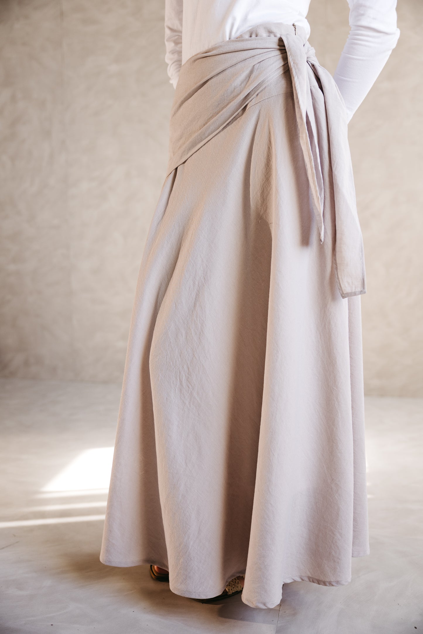 The Serene Wrap Skirt in Warm Greige