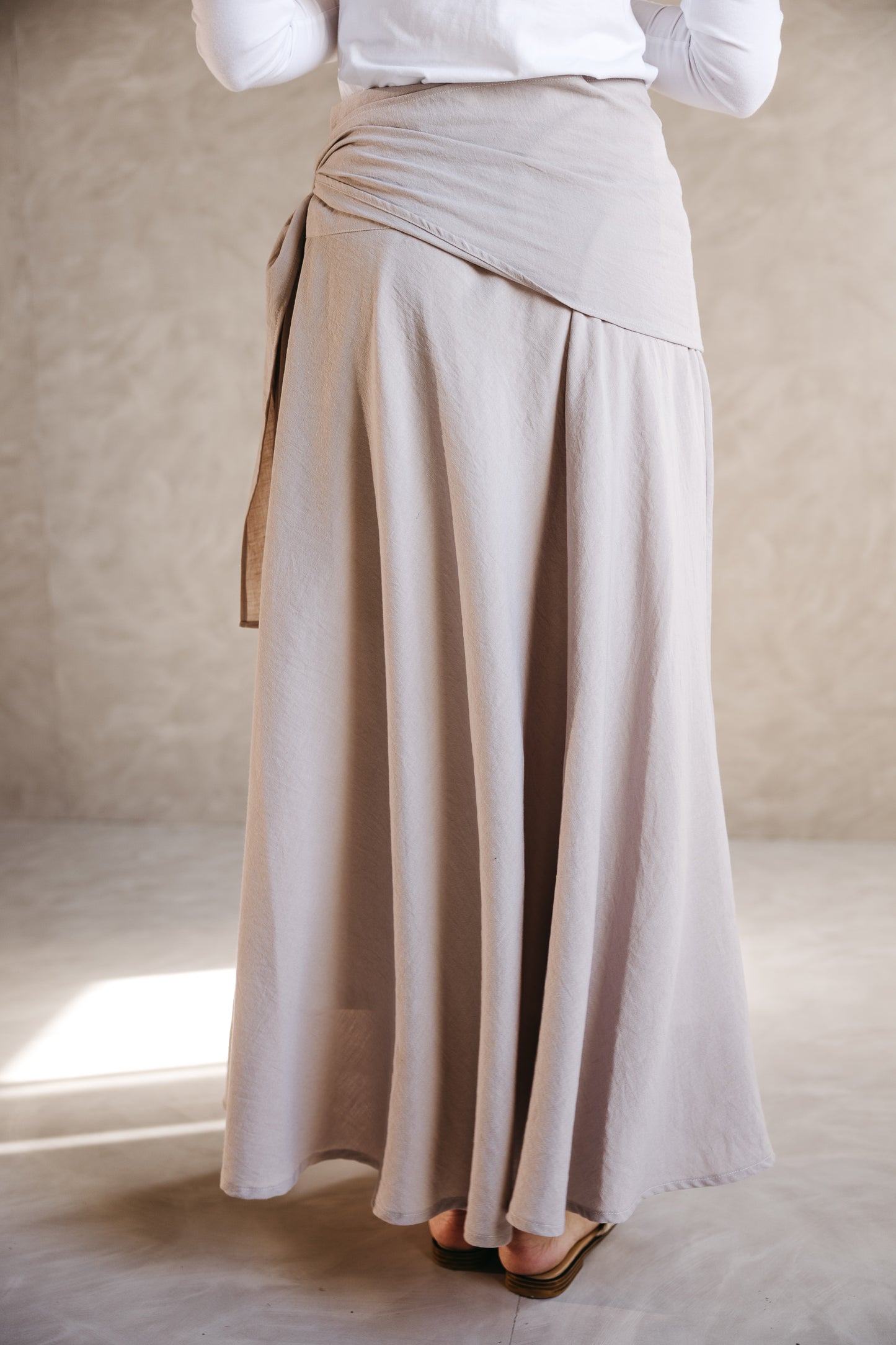 The Serene Wrap Skirt in Warm Greige