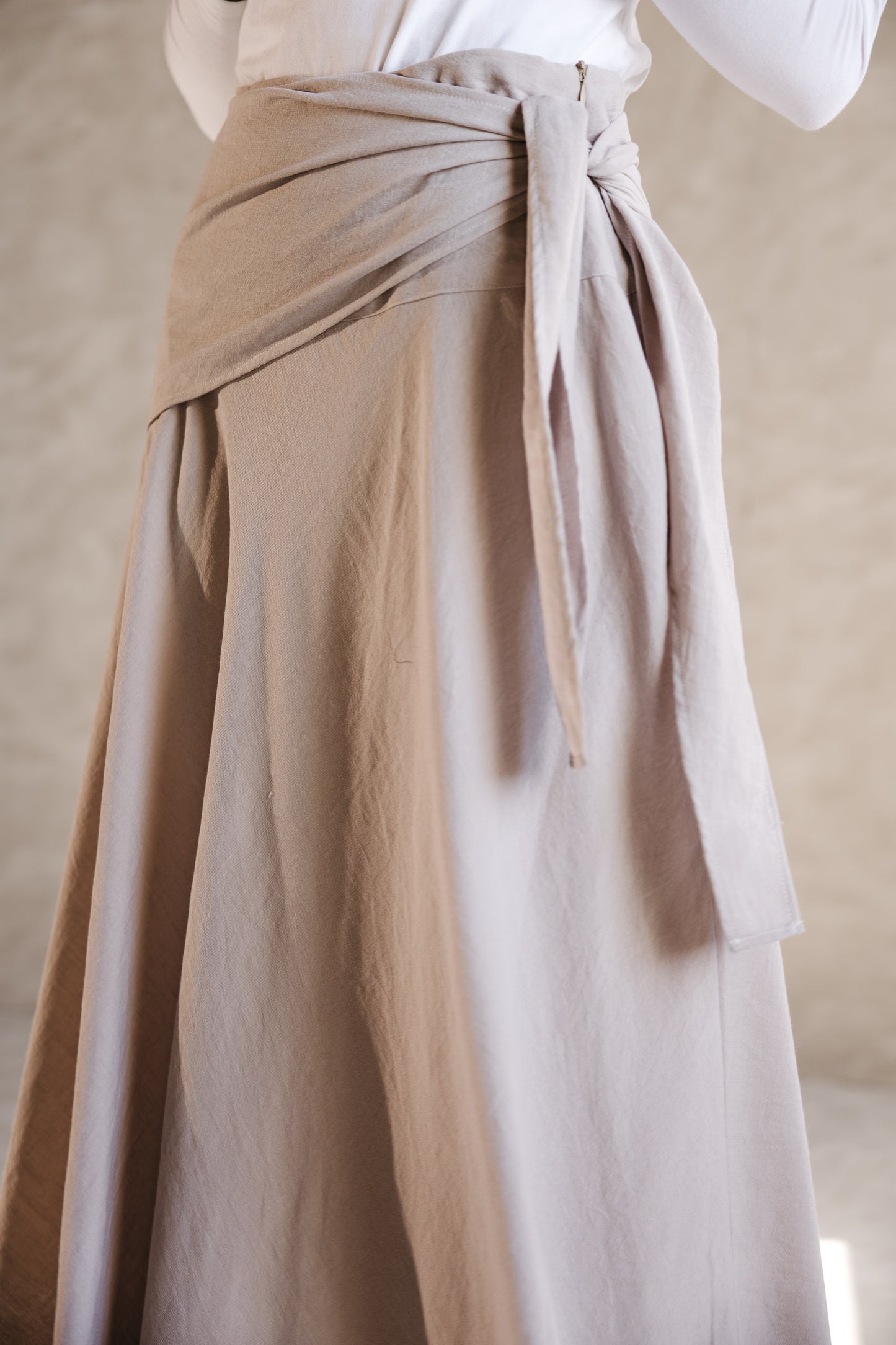 The Serene Wrap Skirt in Warm Greige