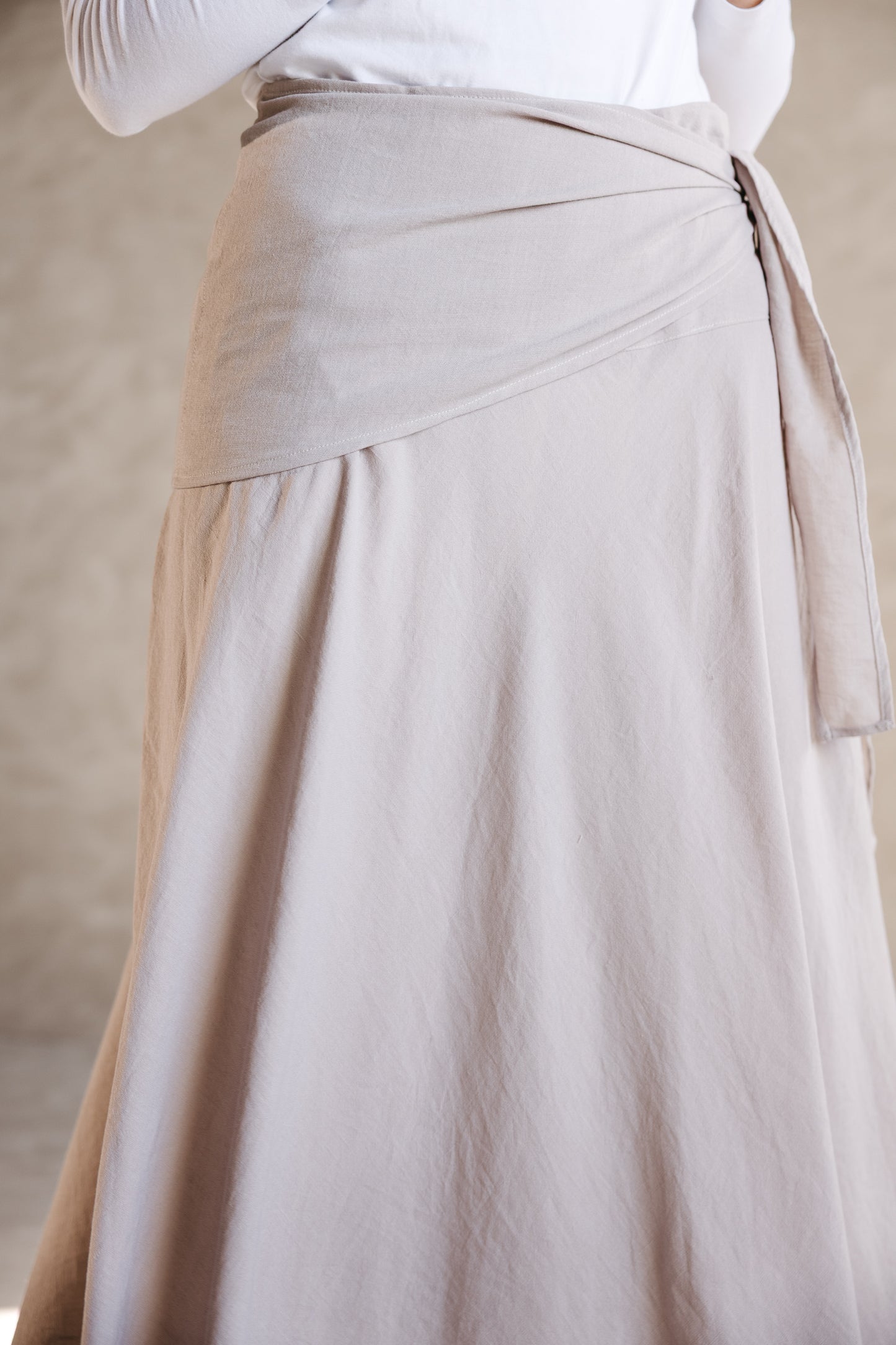 The Serene Wrap Skirt in Warm Greige